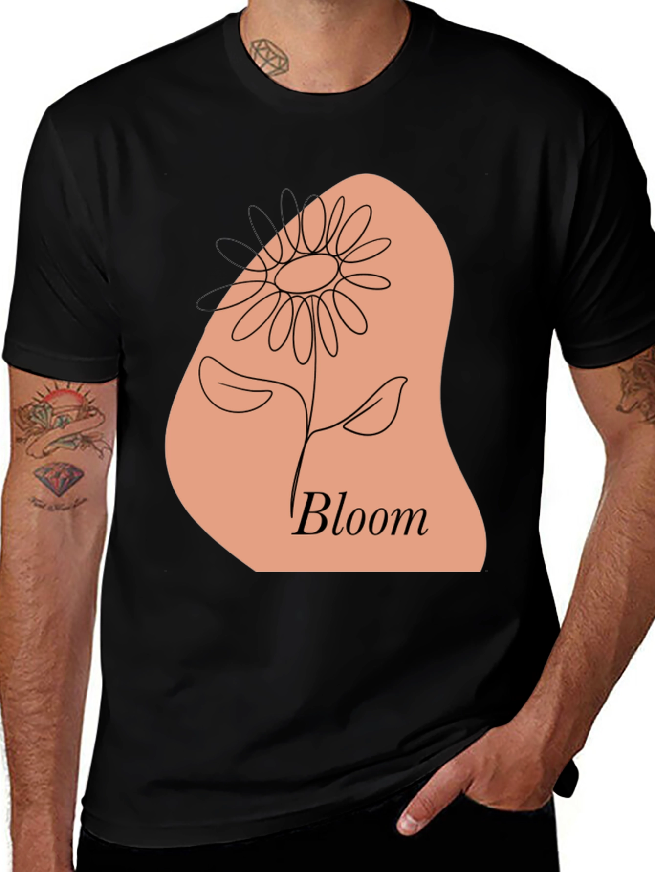 Variant 14 of Bloom Flower Graphic Black T-Shirt