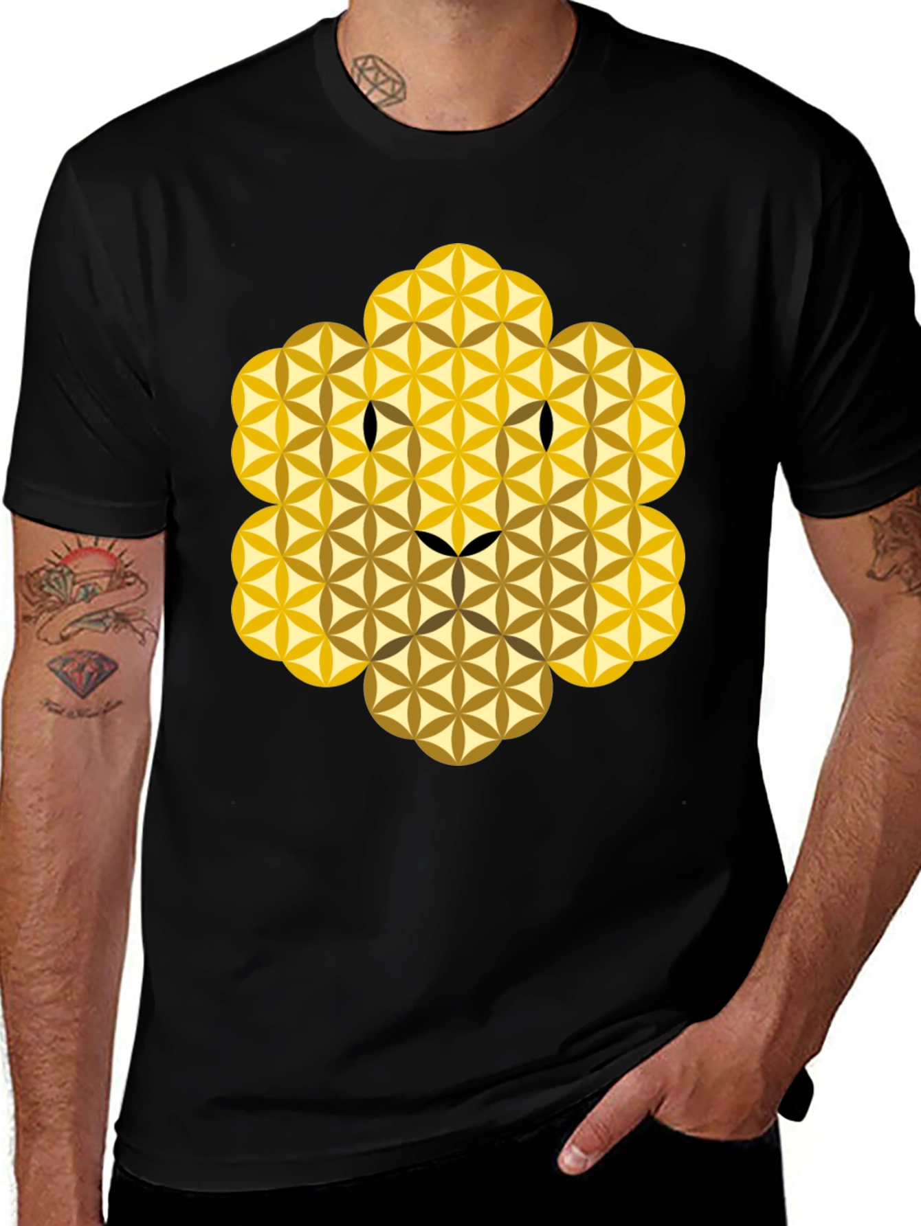 Variant 22 of Flower of Life Lion Graphic Tee