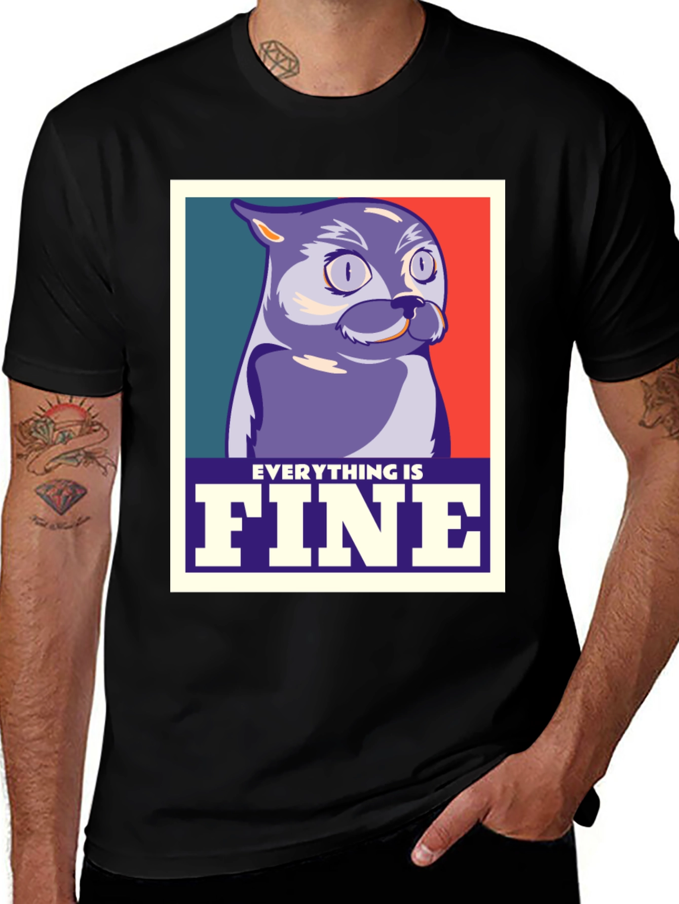 Variant 24 of Everything is Fine Cat Meme Graphic T-Shirt