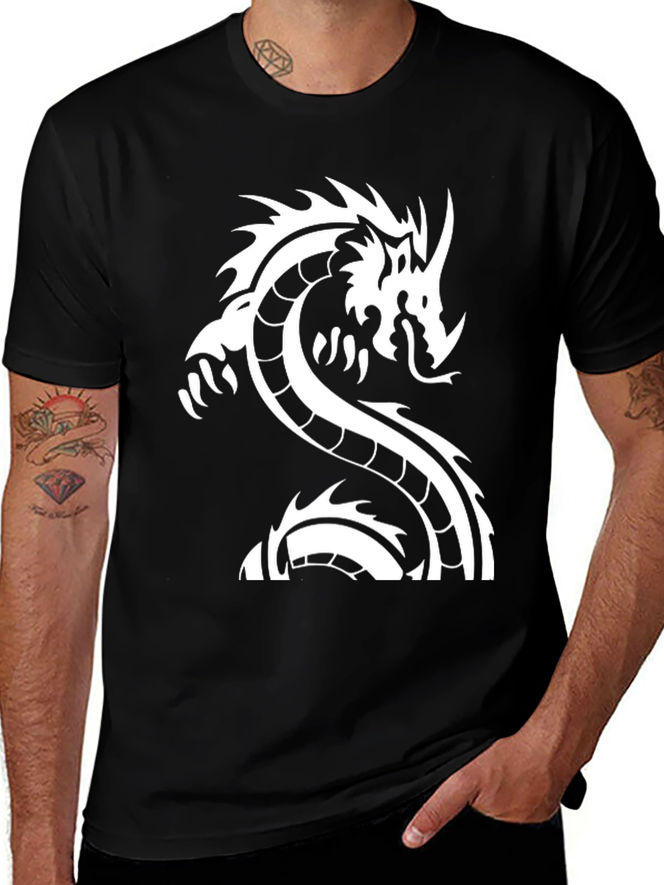 Variant 17 of Black Dragon Graphic Tee - Men's Stylish Casual T-Shirt