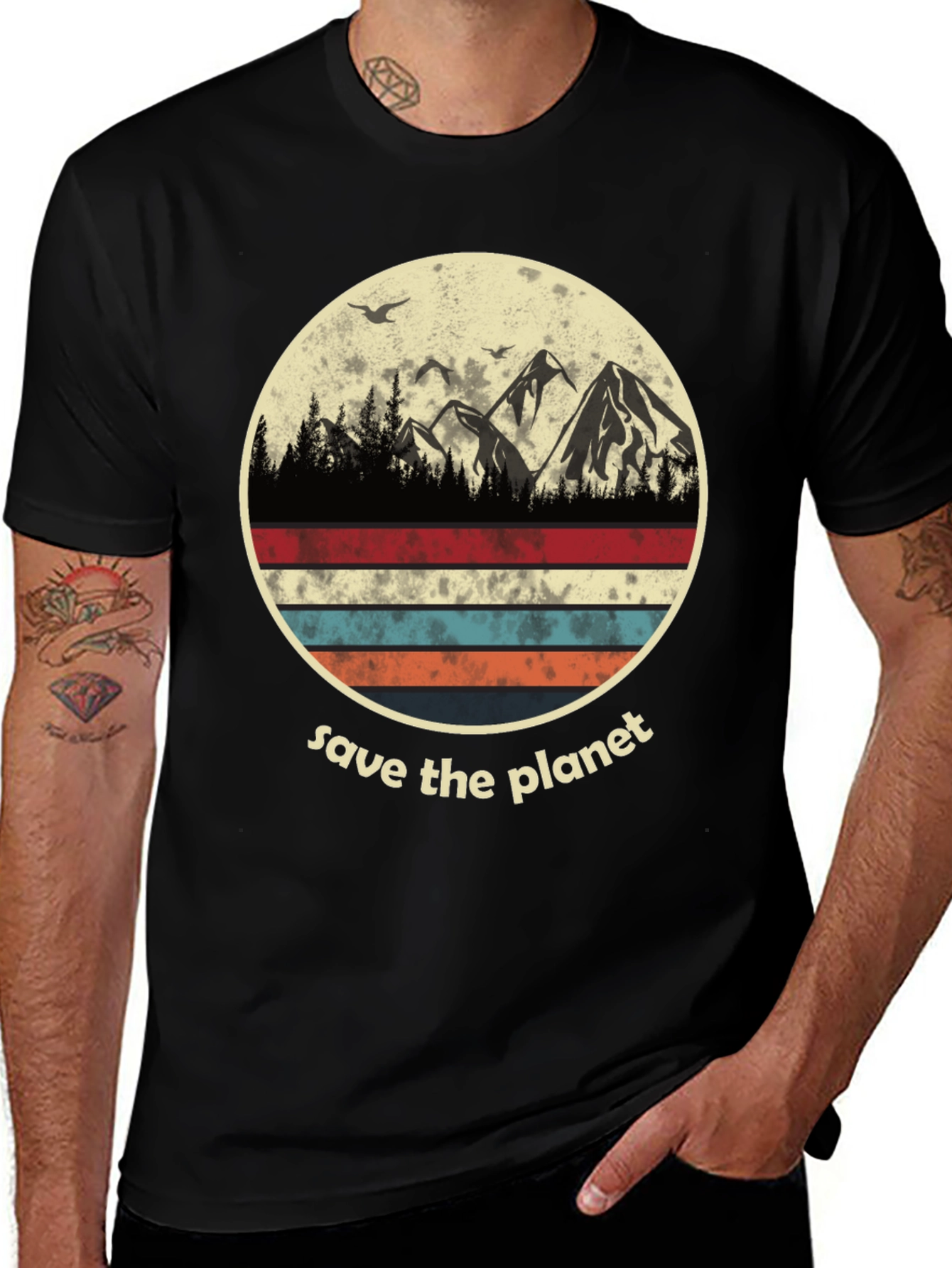 Variant 6 of Save the Planet Graphic Tee - Mountain Scene