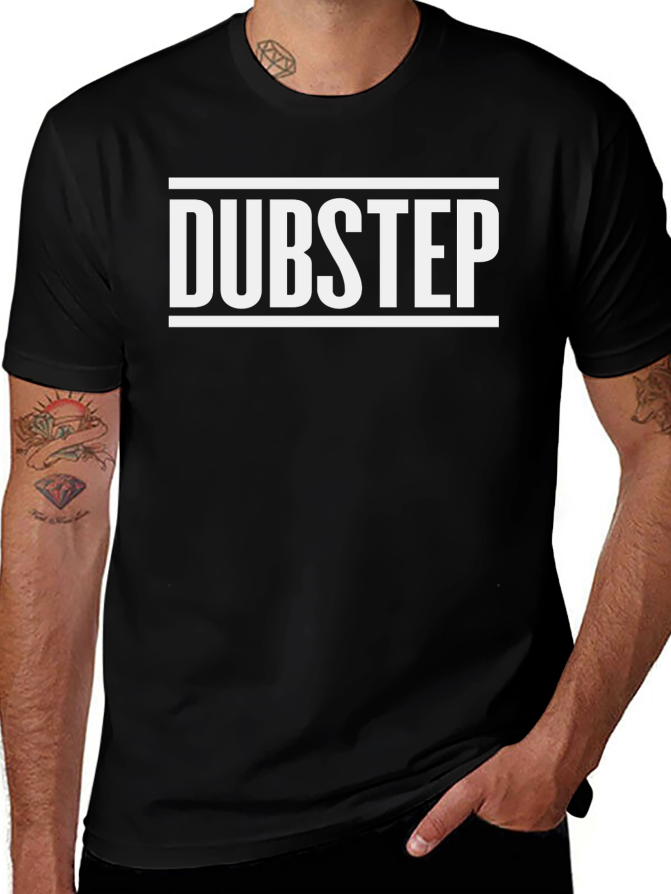 Variant 20 of Dubstep Graphic Tee - Black Cotton Crew Neck T-Shirt