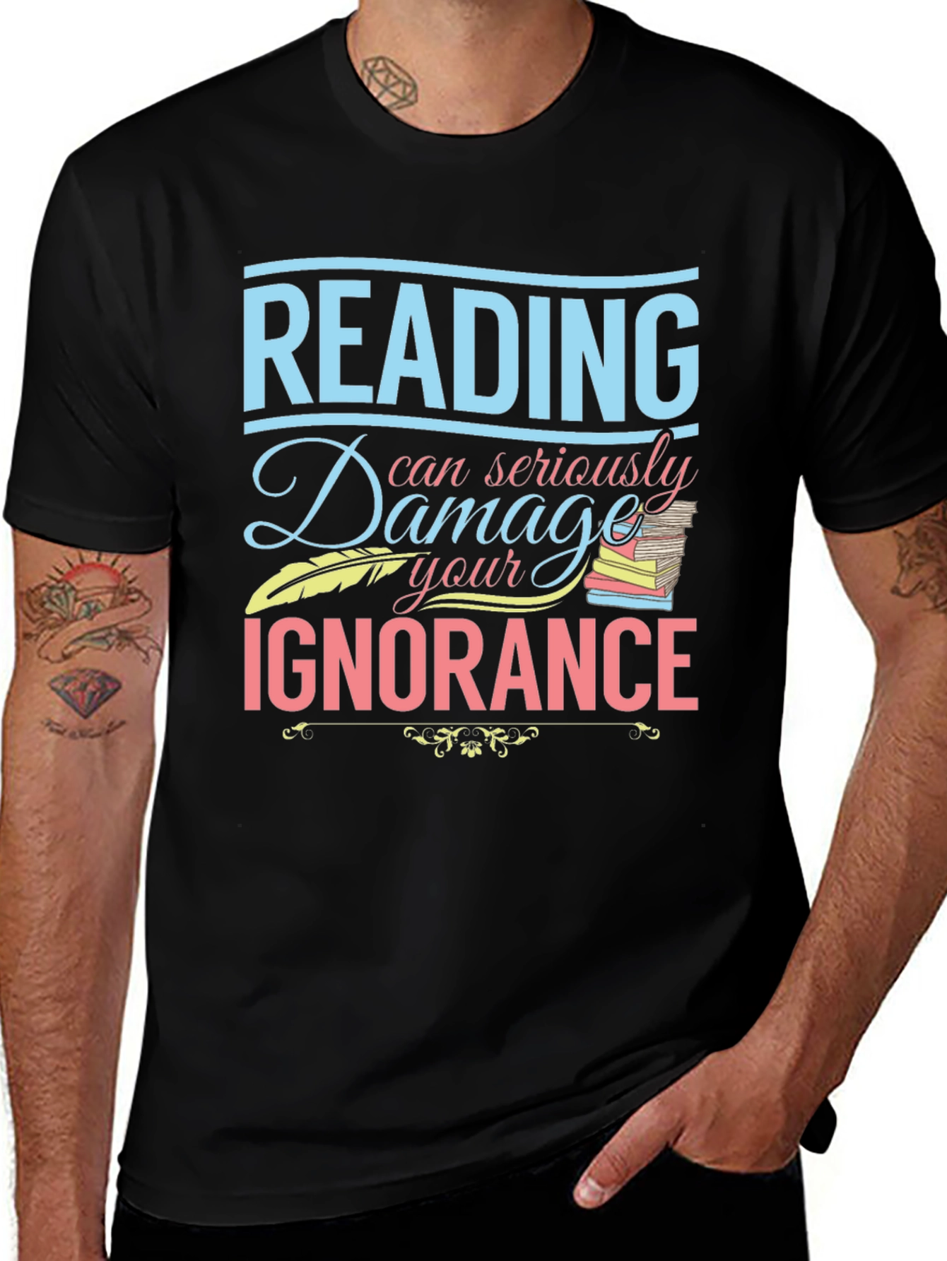 Variant 15 of Reading Damage Ignorance T-Shirt Funny Sarcastic Tee