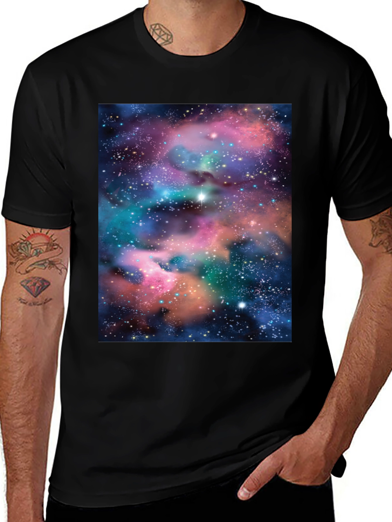 Galaxy Print Black T-Shirt