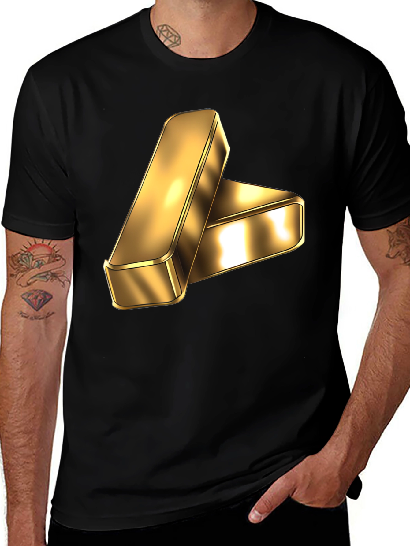 Variant 28 of Gold Bar Graphic Tee - Stylish & Bold