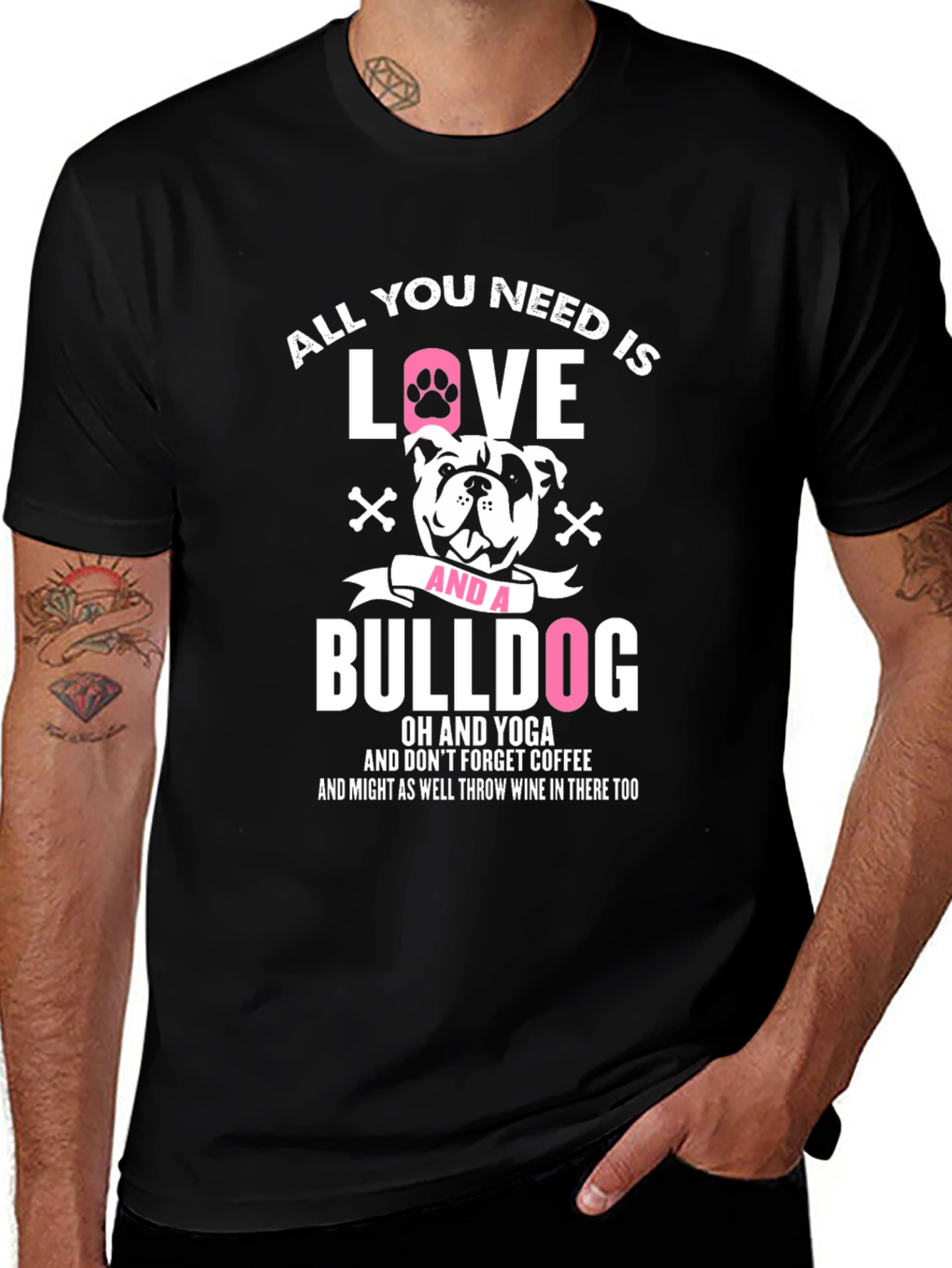 Variant 24 of All You Need is Love and a Bulldog T-Shirt