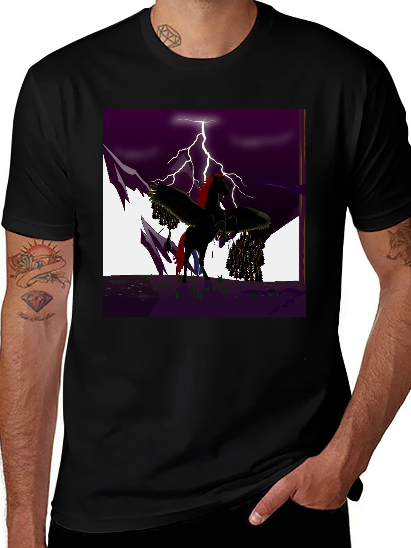 Variant 27 of Pegasus Lightning Storm Graphic T-Shirt