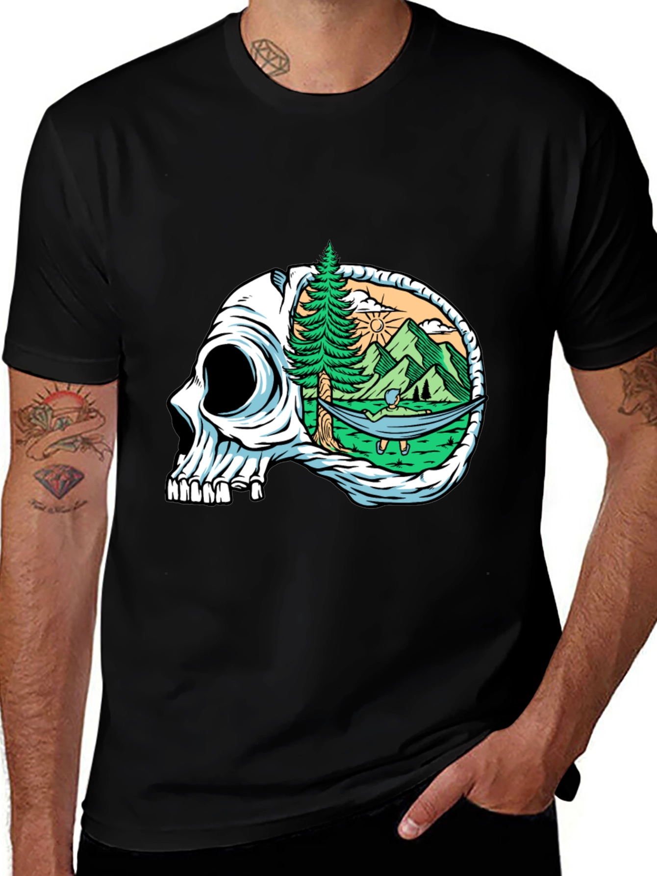 Variant 22 of Skull Mountain Hammock T-Shirt - Relaxed Graphic Tee