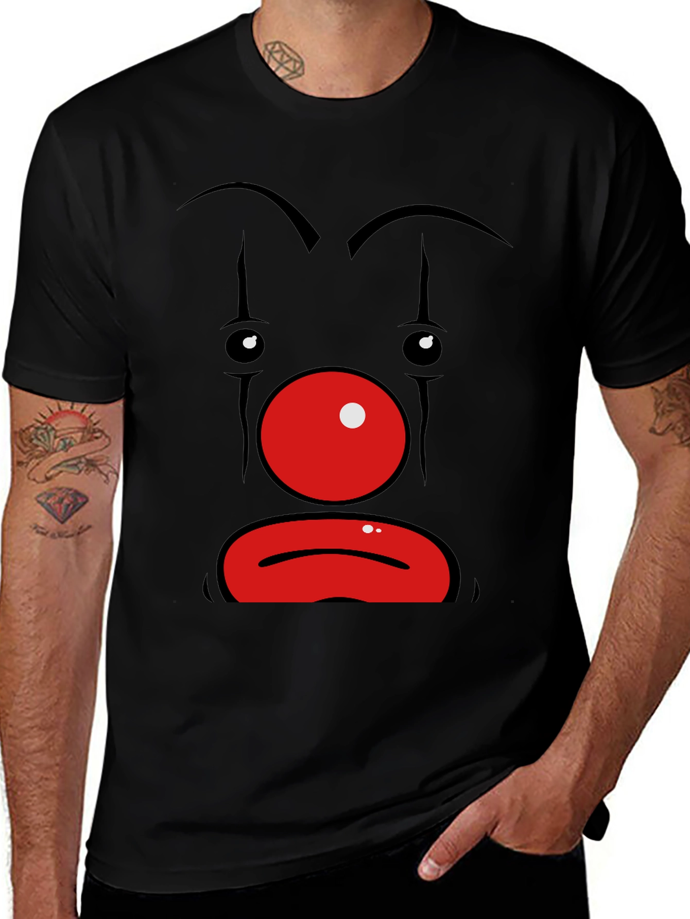 Variant 15 of Sad Clown Face Graphic Black T-Shirt