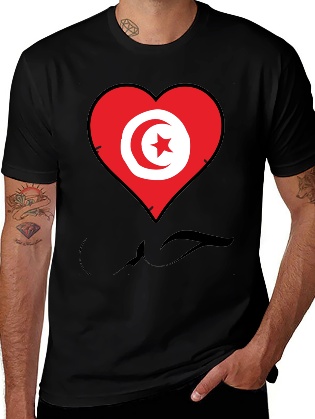 Tunisia Flag Heart T-Shirt
