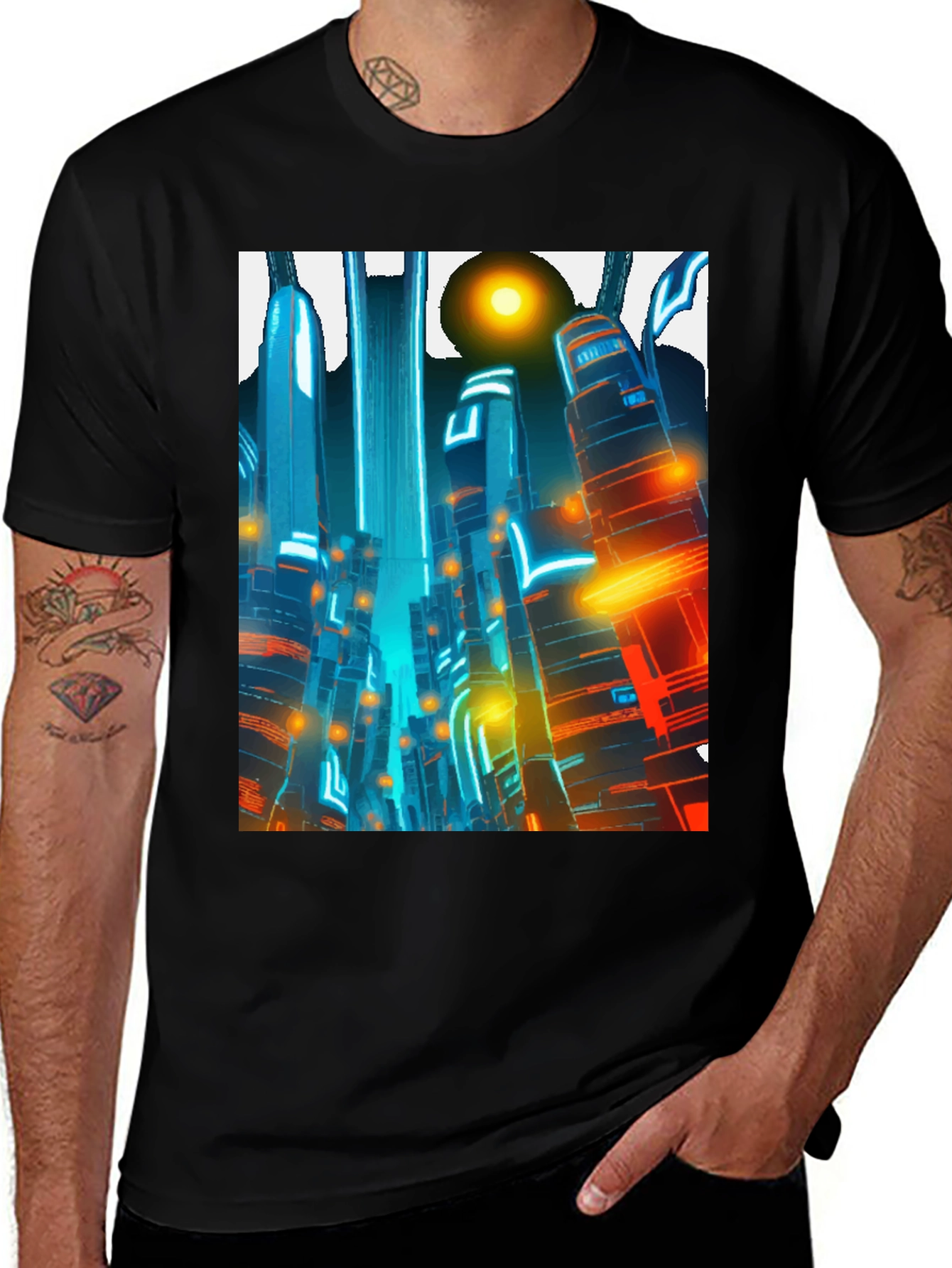 Variant 5 of Cyberpunk Cityscape Graphic T-Shirt