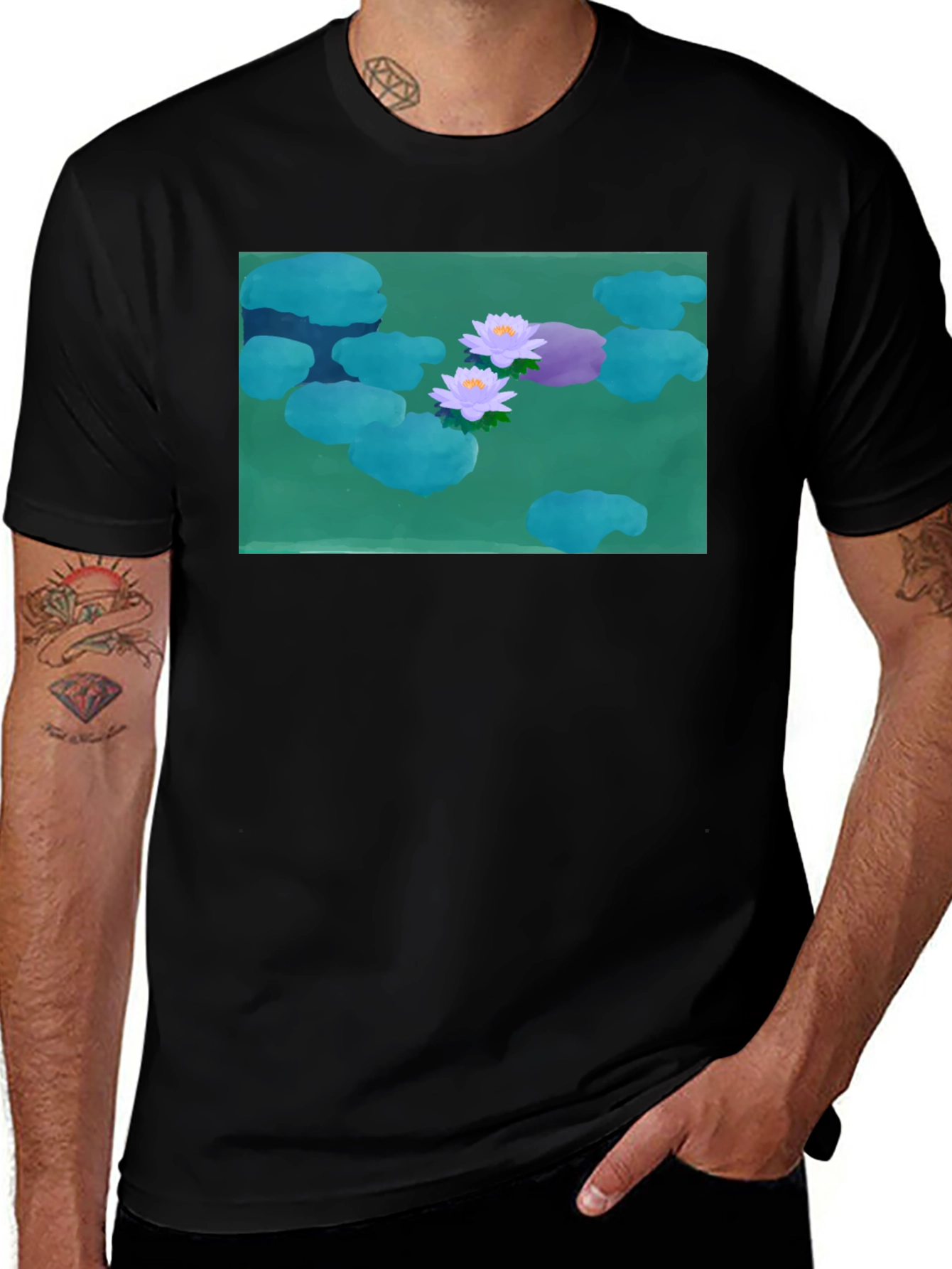 Variant 23 of Lotus Pond Graphic Tee - Stylish Nature Print