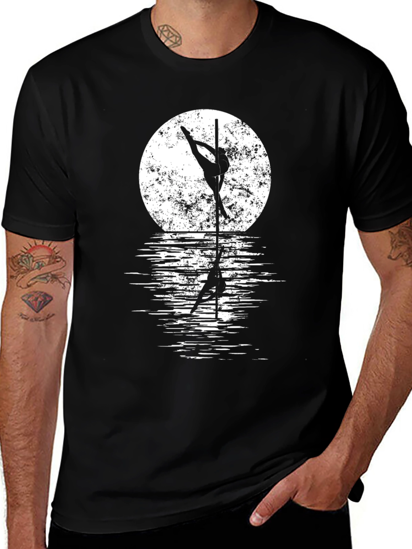 Variant 12 of Pole Dancer Moon T-Shirt - Black Graphic Tee
