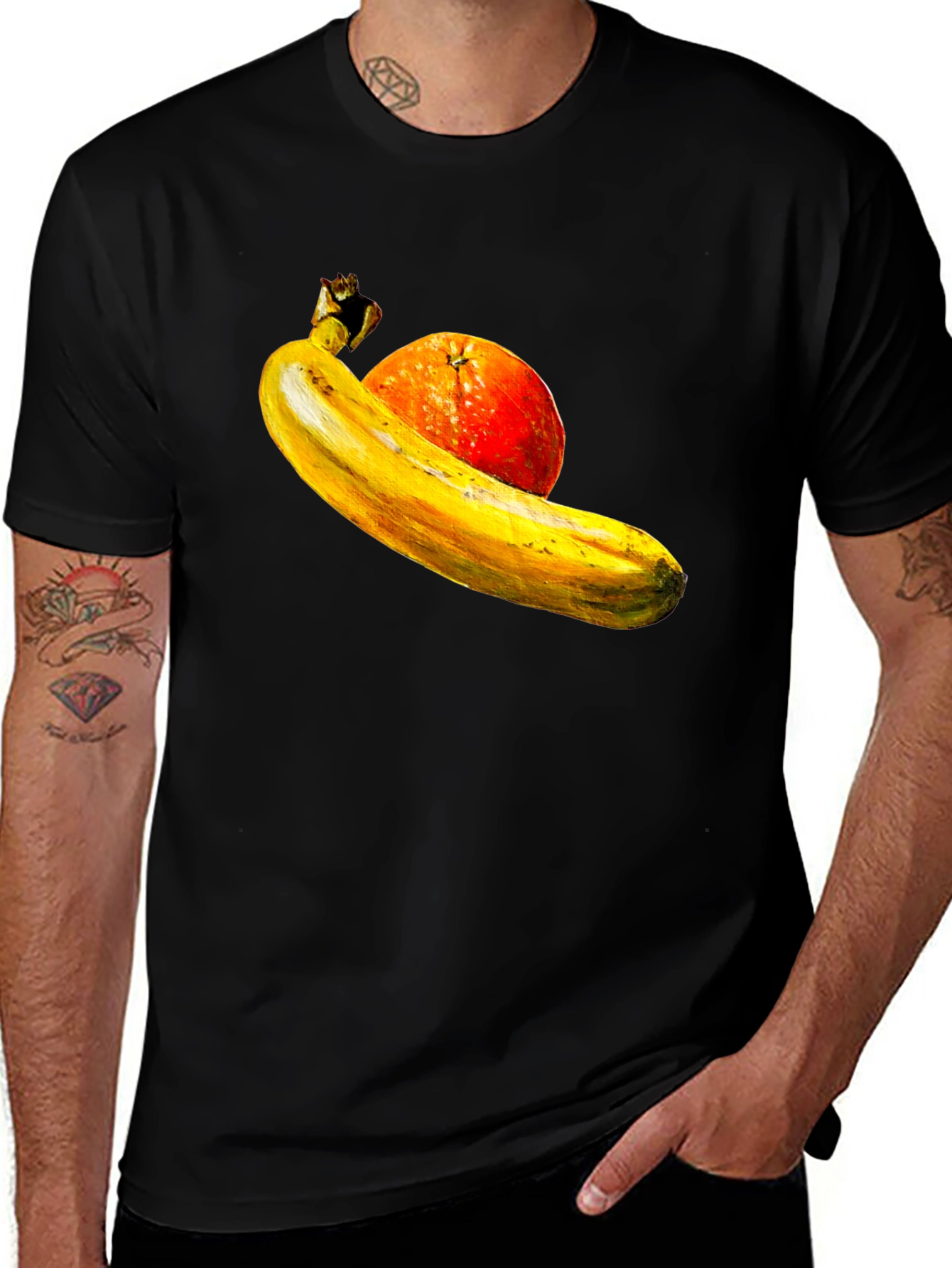 Variant 19 of Banana Orange Graphic Print Black T-Shirt