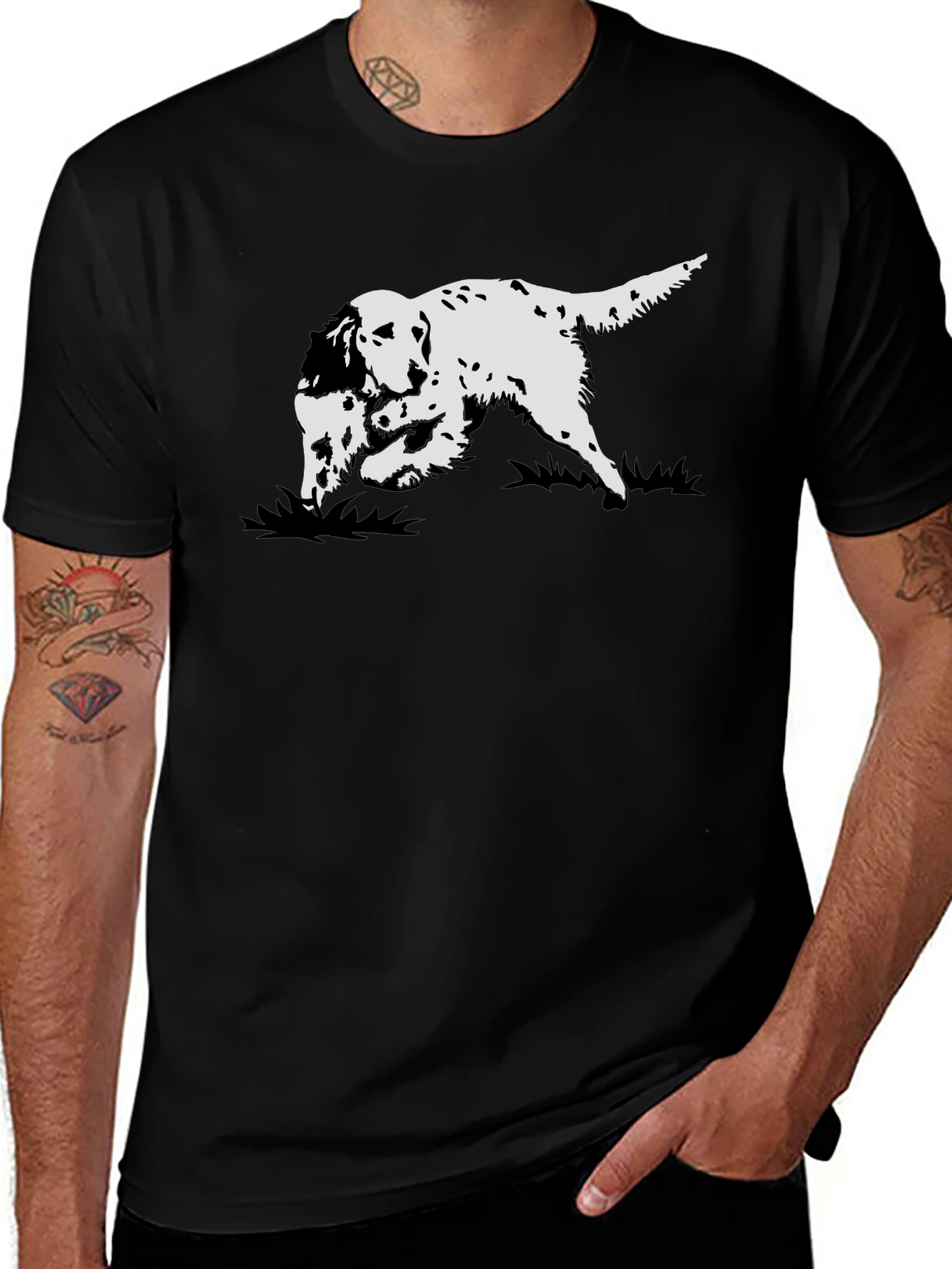 Variant 10 of Dog Print Graphic Tee - Black T-Shirt