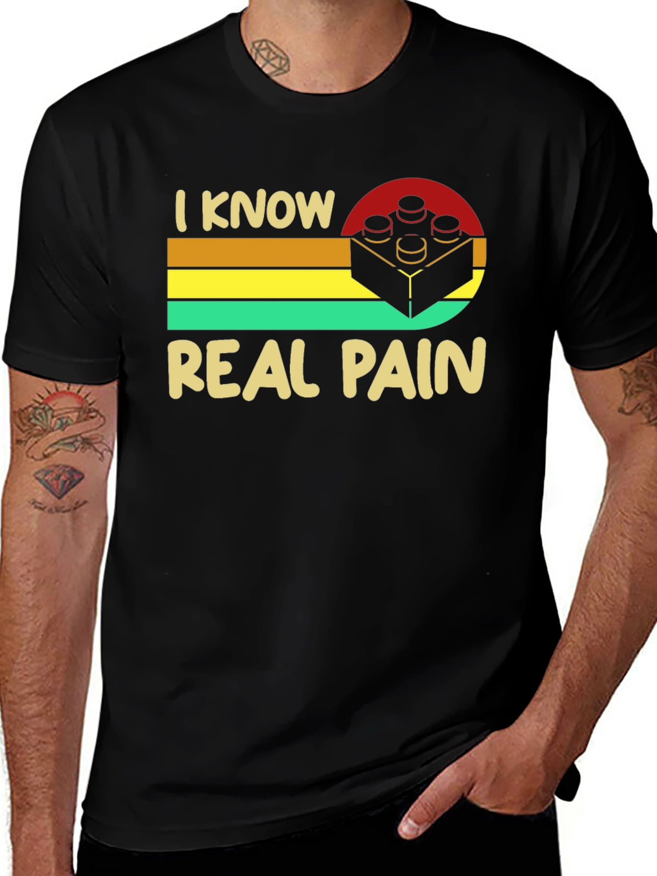 Variant 17 of I Know Real Pain Funny Brick T-Shirt