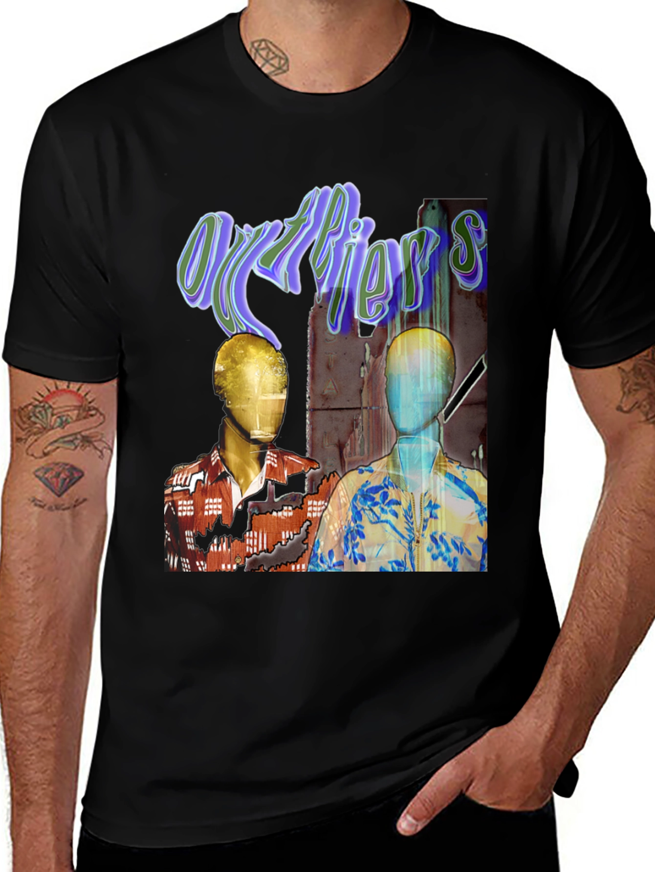 Variant 20 of Unique Graphic Tee: Artistic Men's Black T-Shirt