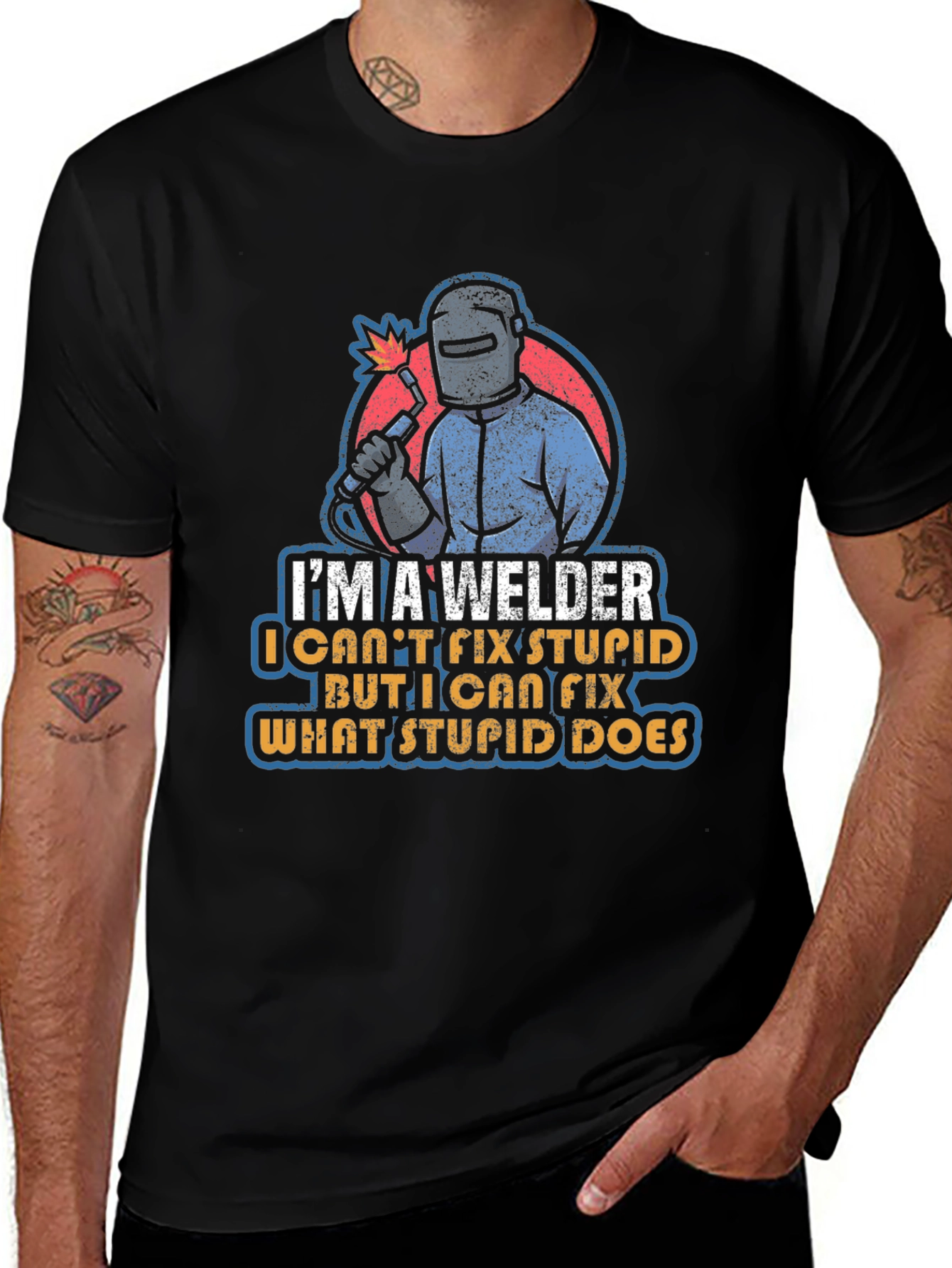 Variant 18 of Welder Fix Stupid Humor Graphic T-Shirt