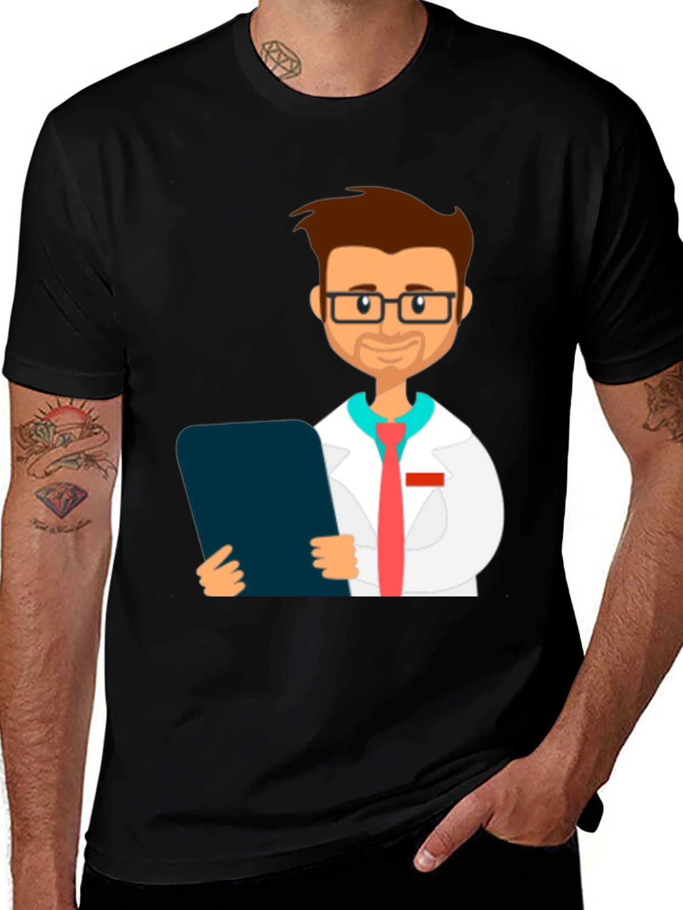 Variant 21 of Doctor Cartoon Graphic T-Shirt - Black