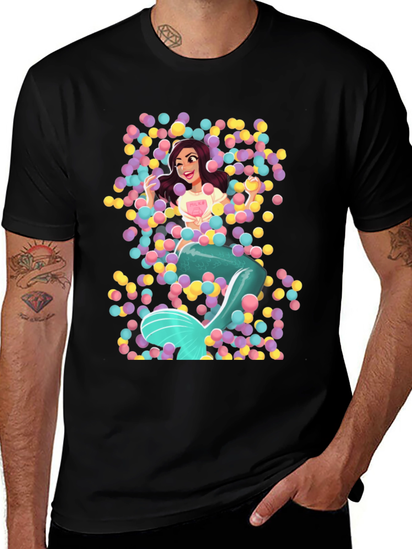 Variant 21 of Mermaid in Ball Pit Graphic Tee - Fun Novelty T-Shirt