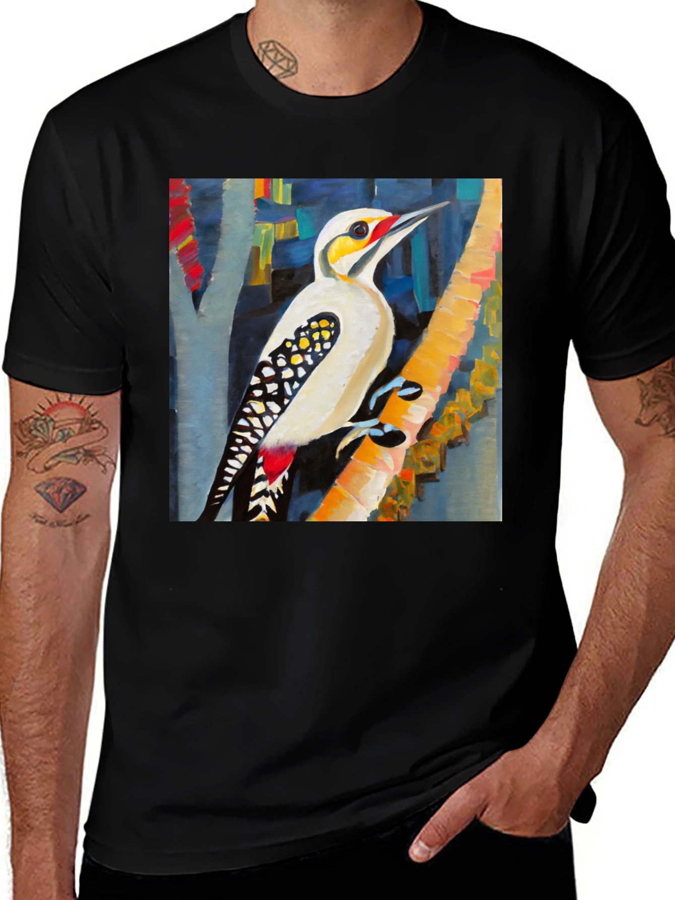 Variant 6 of Woodpecker Art T-Shirt - Nature Inspired Design