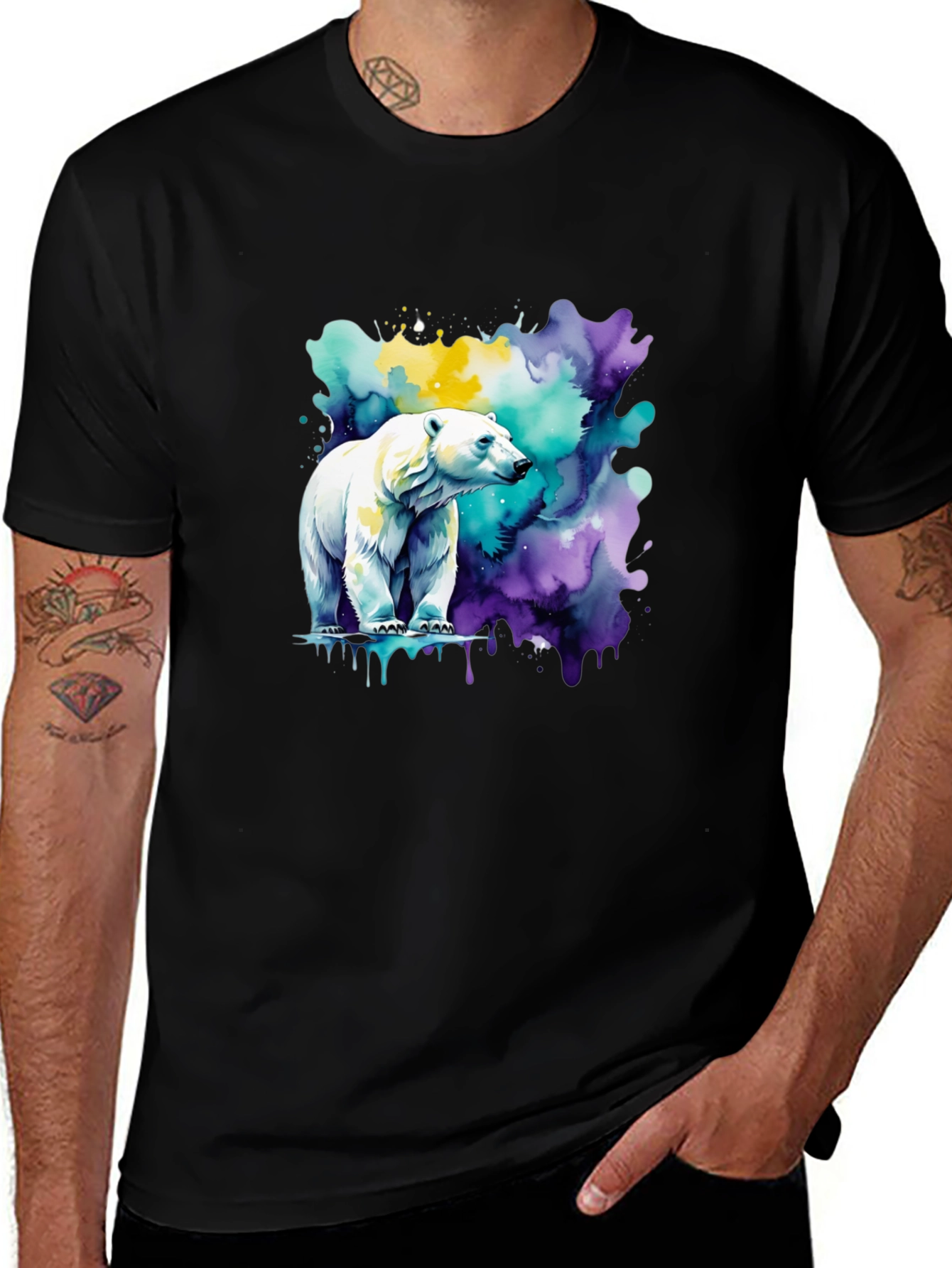 Variant 4 of Polar Bear Watercolor Graphic Tee