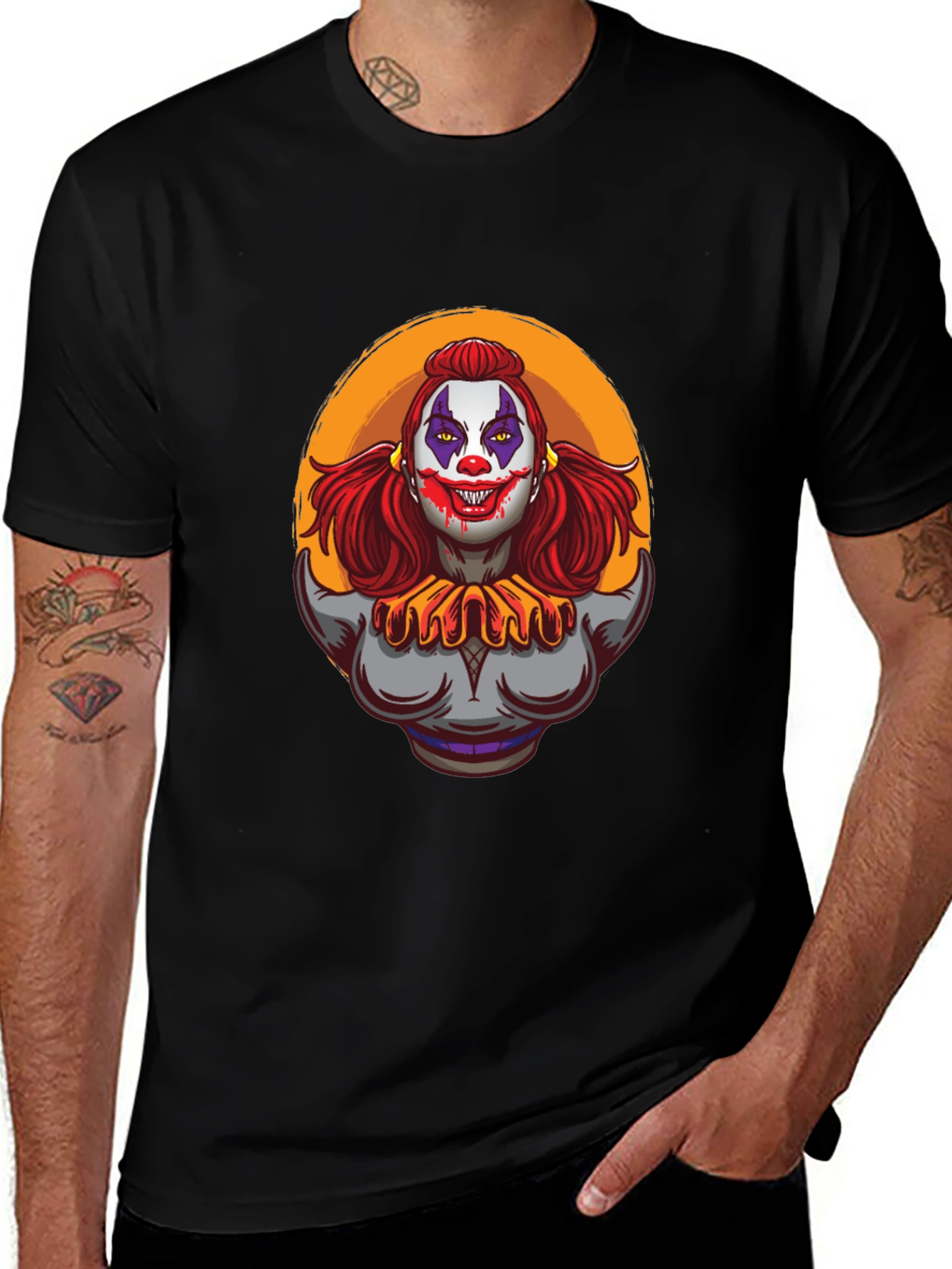 Variant 10 of Clown Graphic Tee - Men's Black T-Shirt