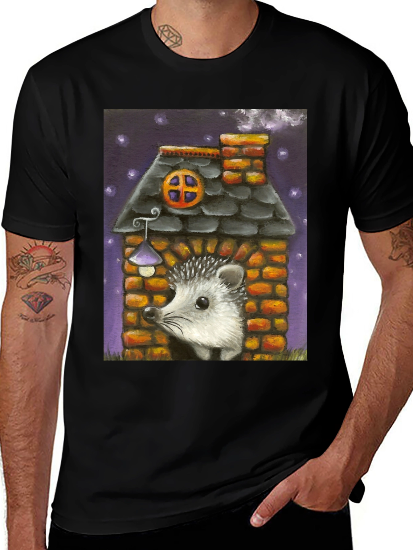 Black Hedgehog House Graphic Tee main image