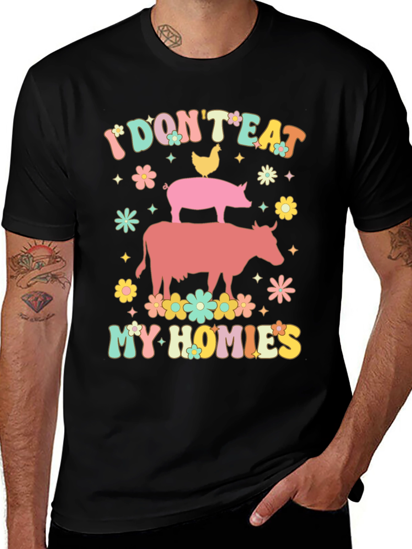 Black Vegan I Don't Eat My Homies T-Shirt main image