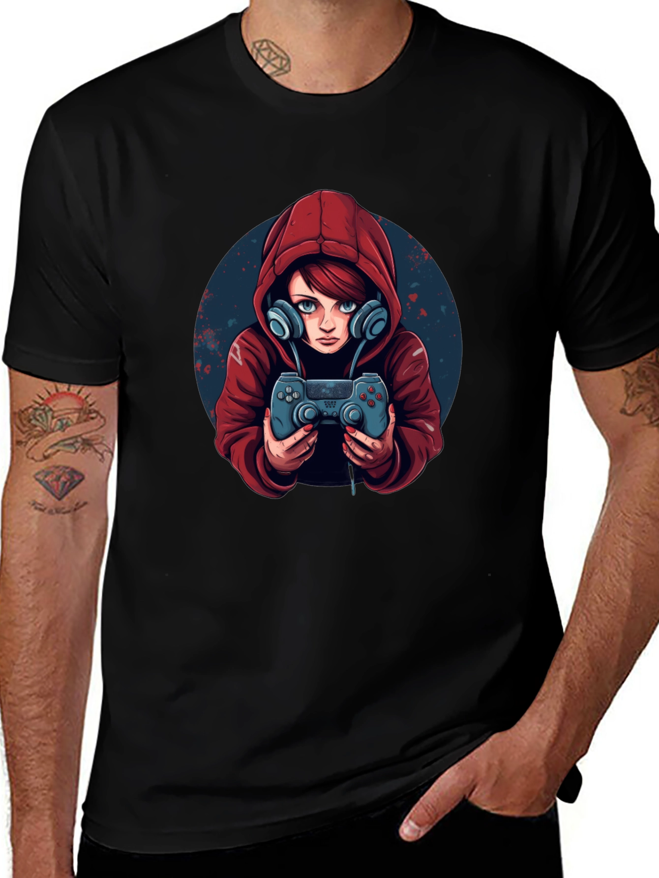 Variant 30 of Gamer Girl Graphic Tee - Black Cotton Blend