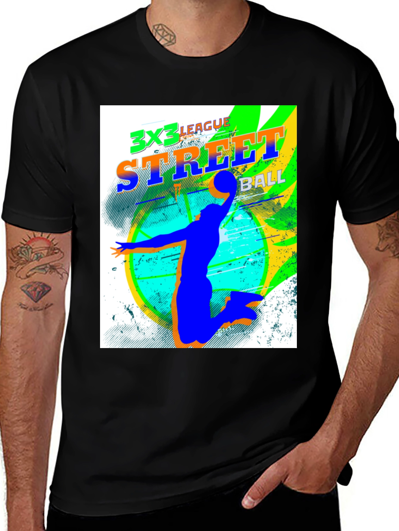 Variant 18 of 3x3 Streetball Graphic Tee - Basketball Fan Apparel