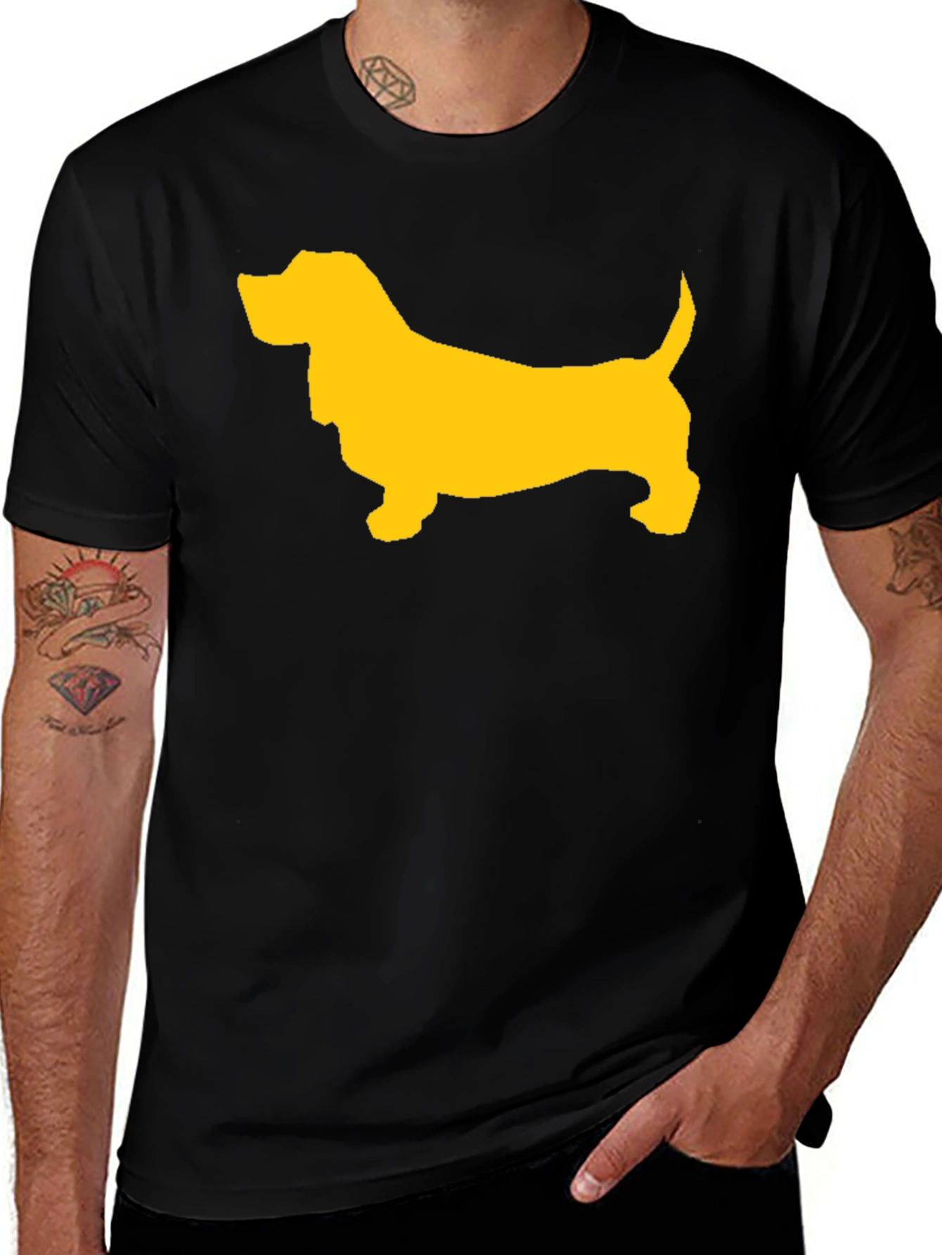Basset Hound Silhouette T-Shirt - Black