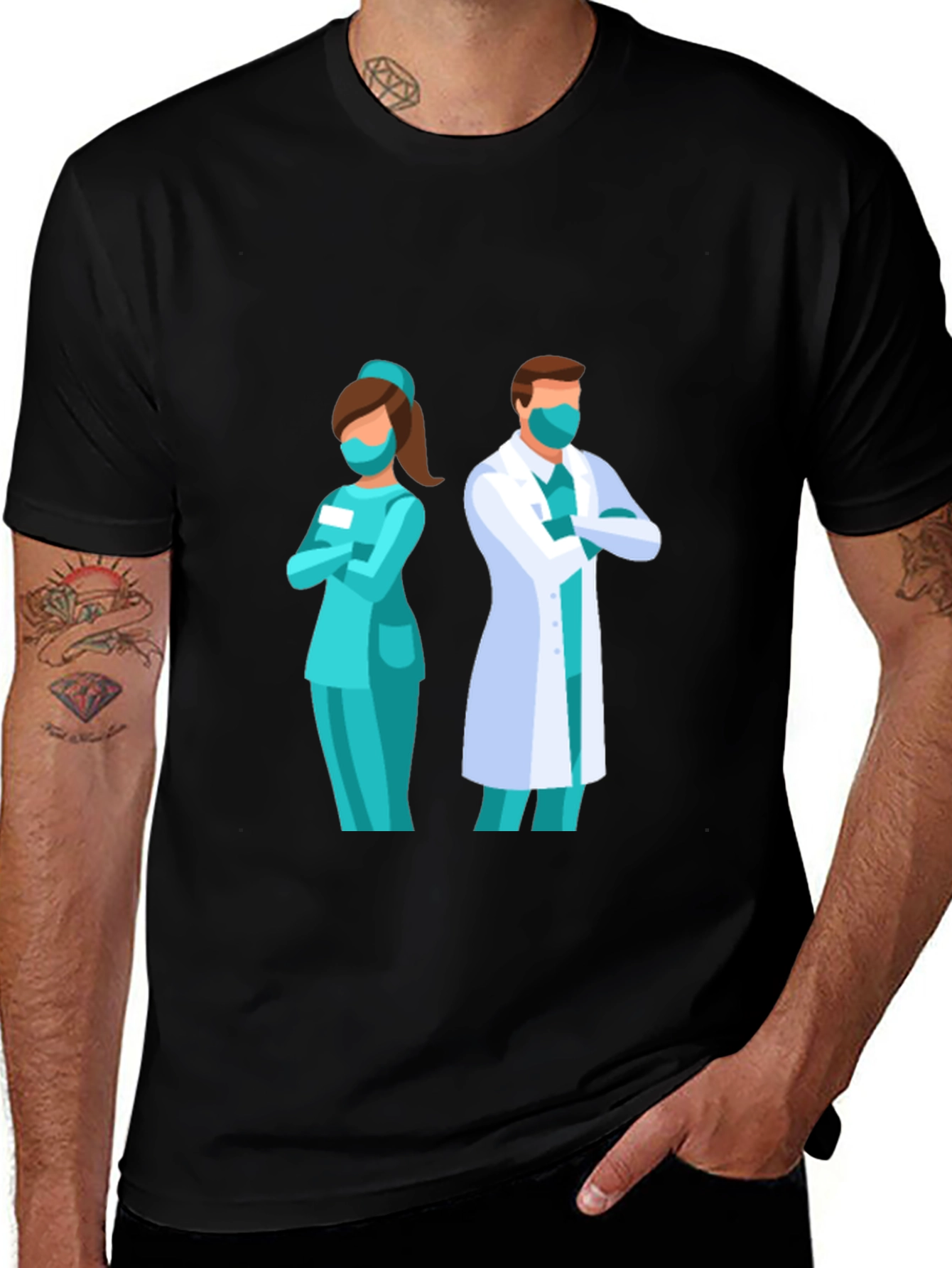 Variant 18 of Healthcare Heroes T-Shirt - Black Graphic Tee