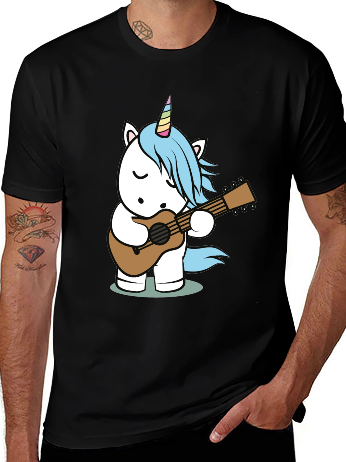 Variant 6 of Unicorn Guitar Player Graphic Tee - Black