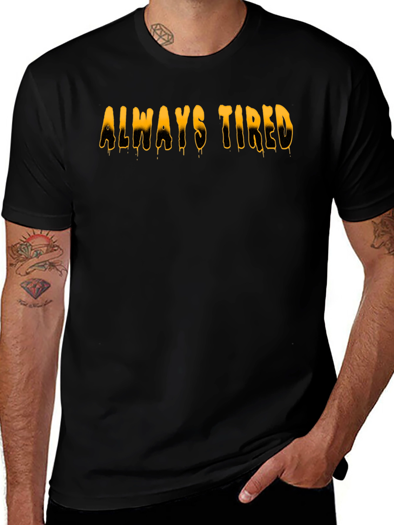 Variant 18 of Always Tired Graphic Tee - Black Cotton Casual T-Shirt