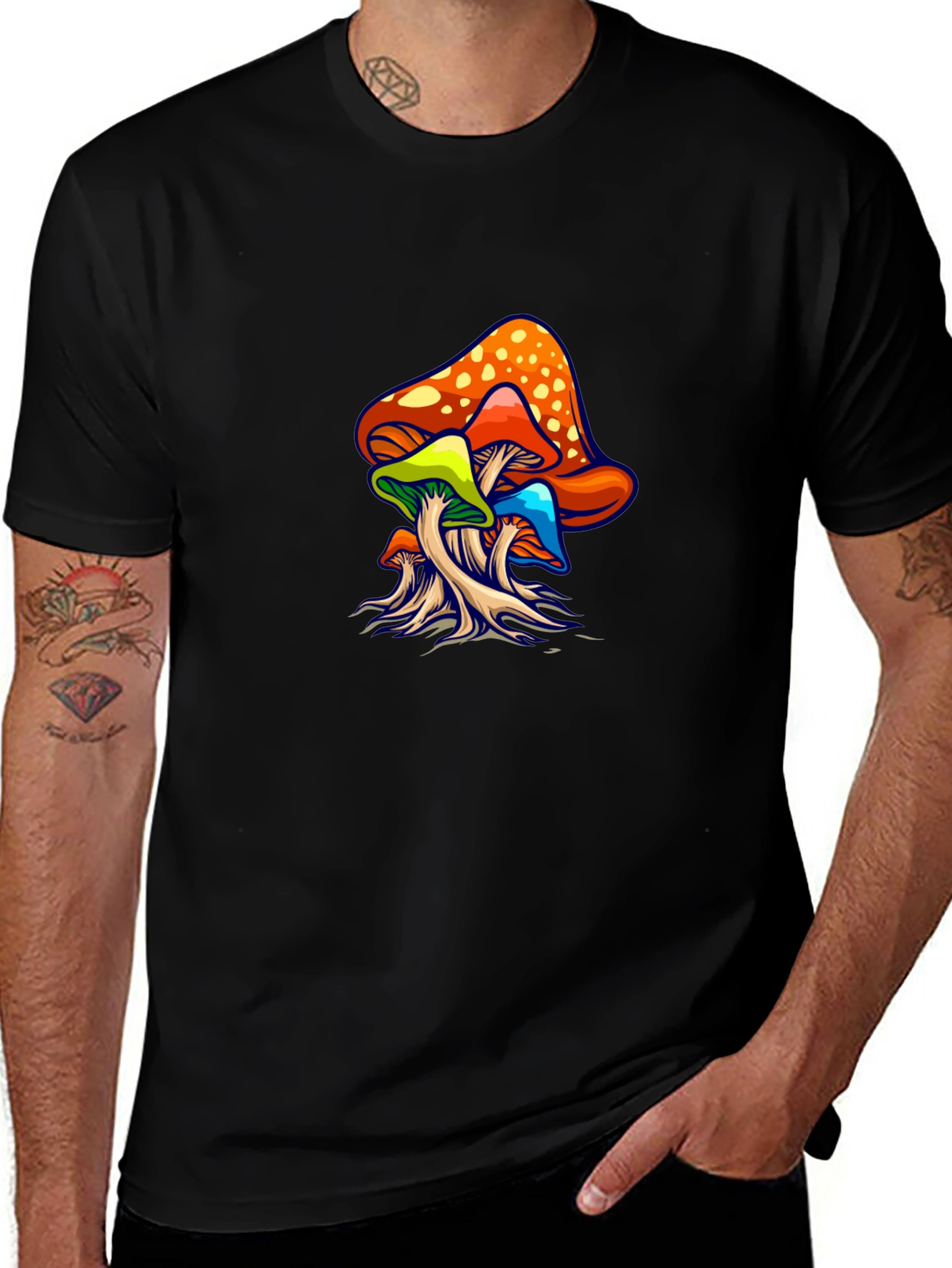 Variant 25 of Psychedelic Mushroom Graphic Tee - Black Unisex T-Shirt