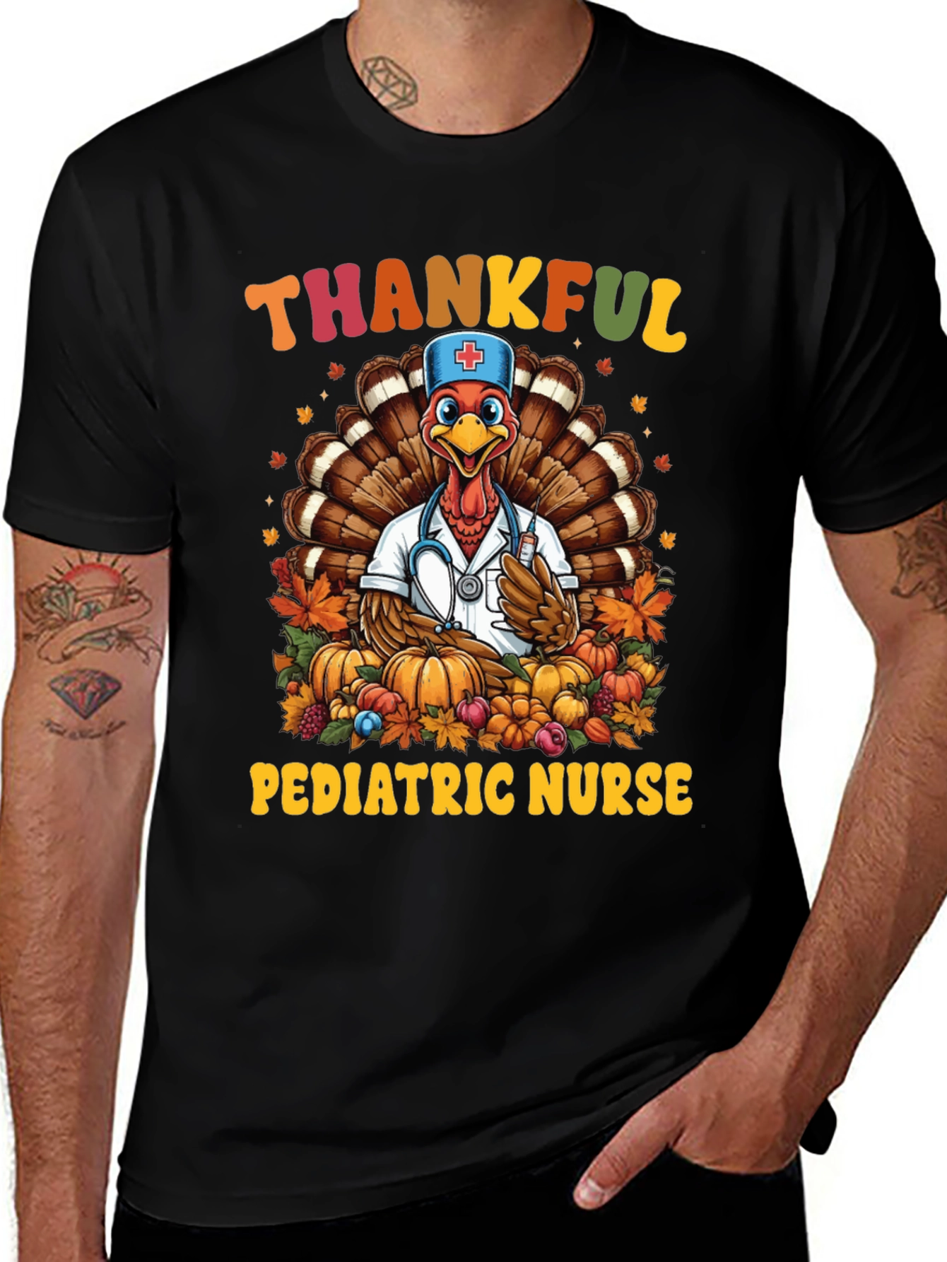 Thankful Pediatric Nurse Turkey T-Shirt