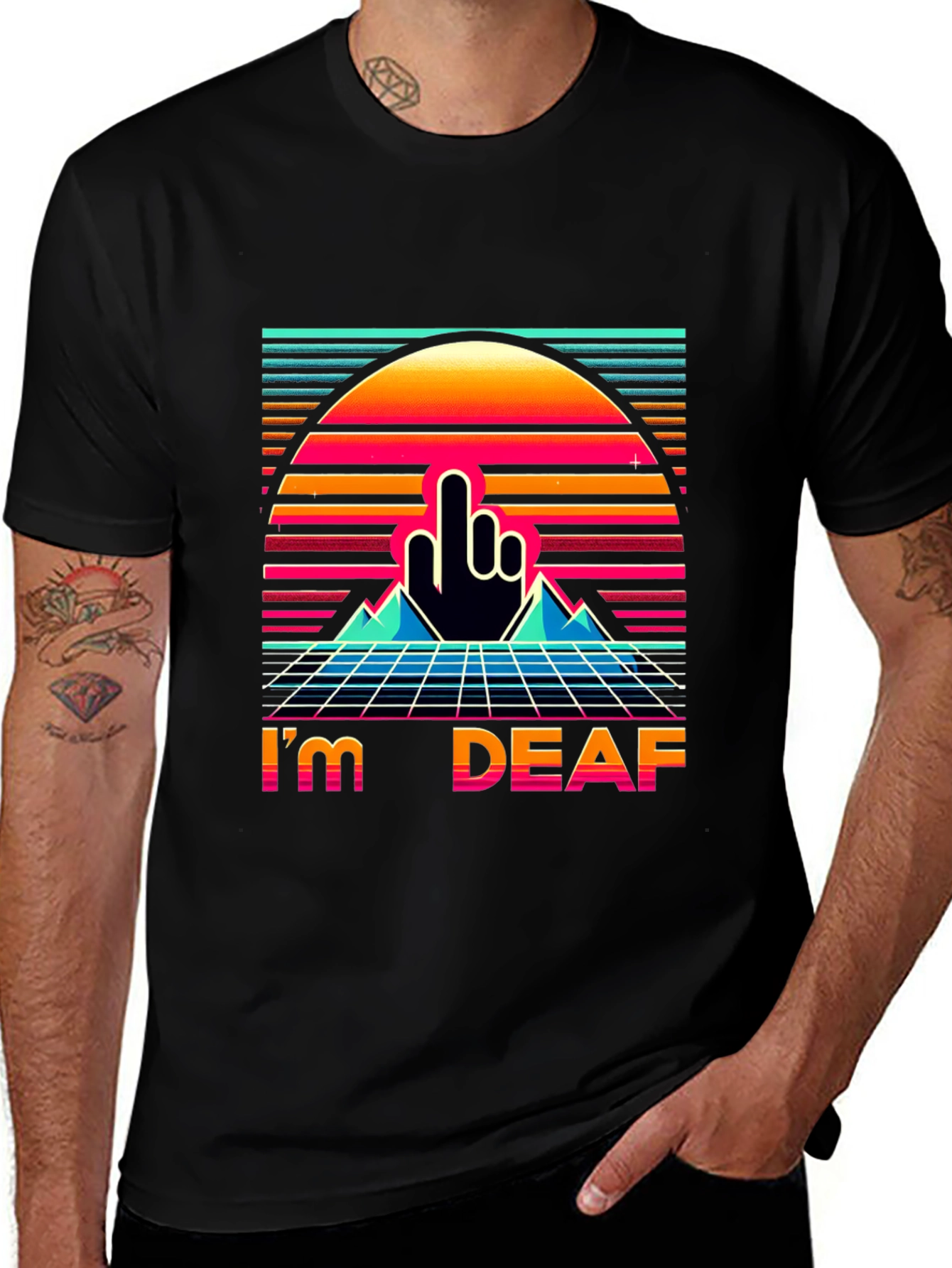 Variant 18 of I'm Deaf Middle Finger Graphic Tee