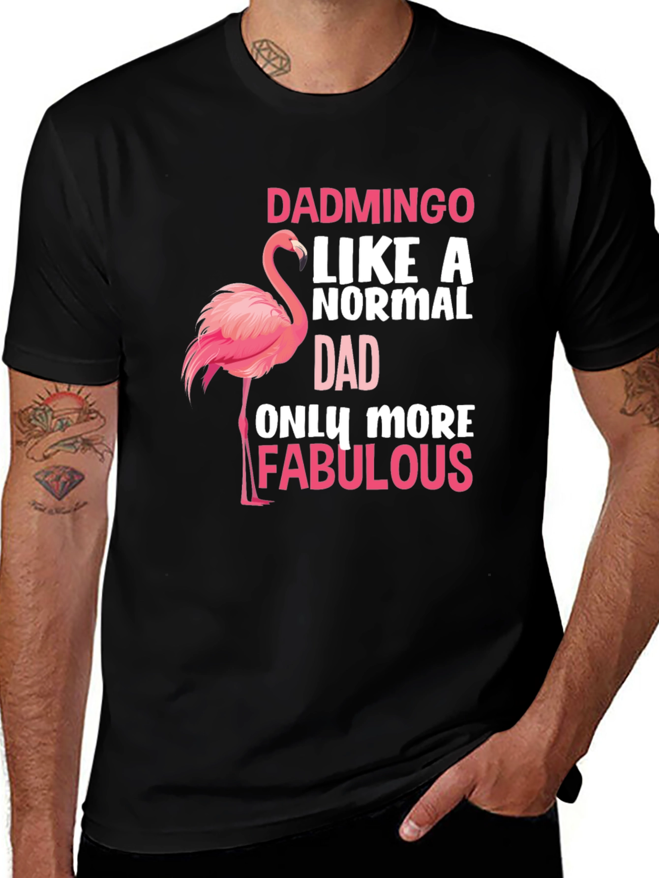 Variant 26 of Dadmingo Flamingo Dad T-Shirt - Fabulous Father's Day Gift