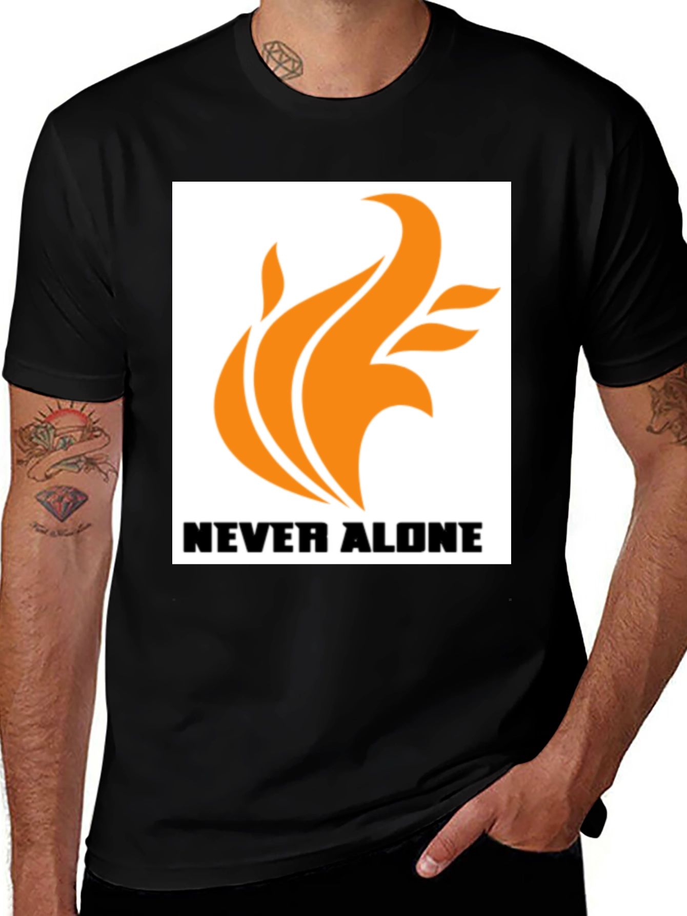 Variant 9 of Never Alone Graphic Black T-Shirt