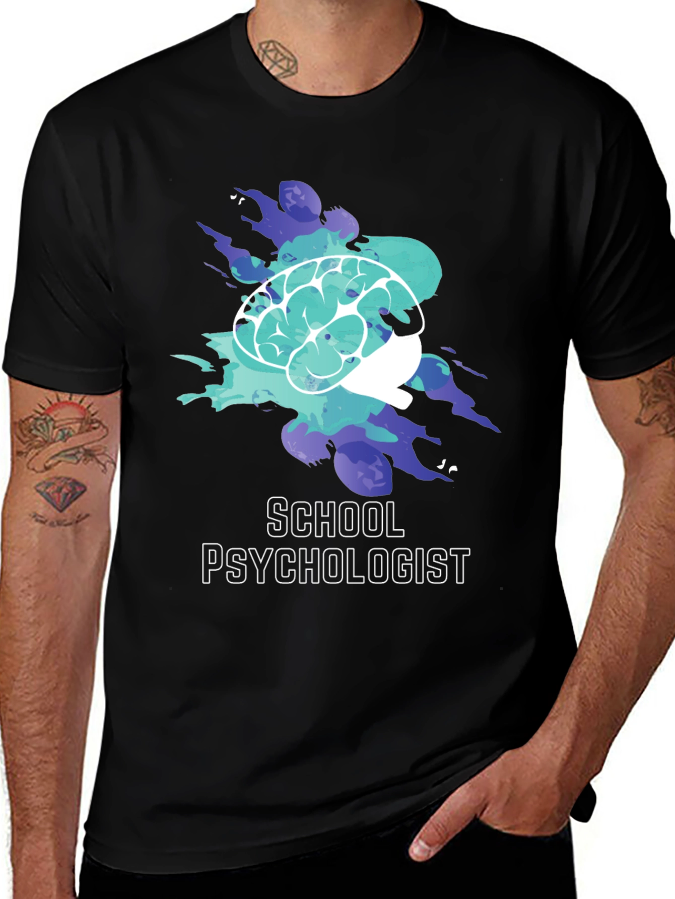 Variant 14 of School Psychologist T-Shirt Brain Graphic Tee