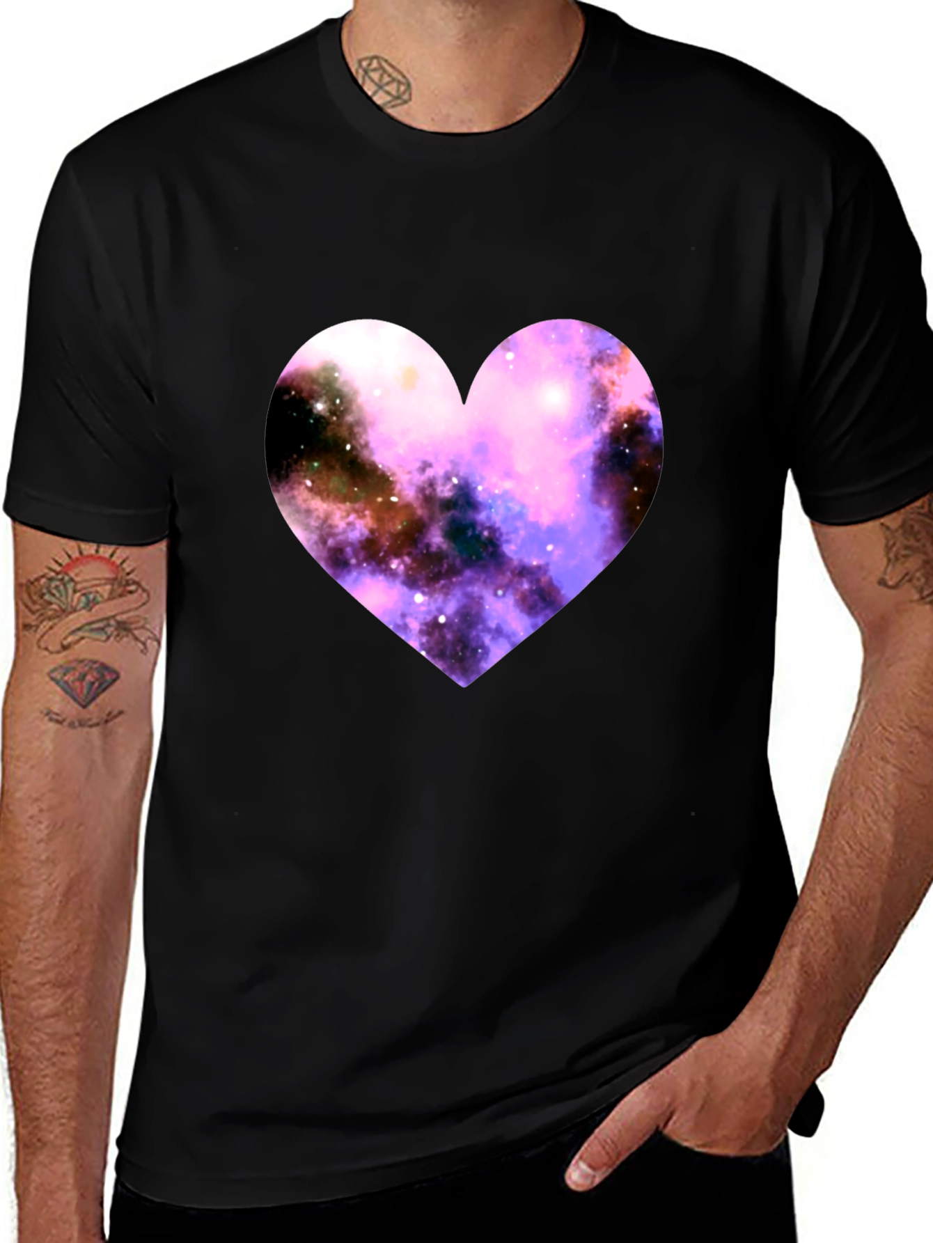 Variant 18 of Galaxy Heart Graphic T-Shirt - Black