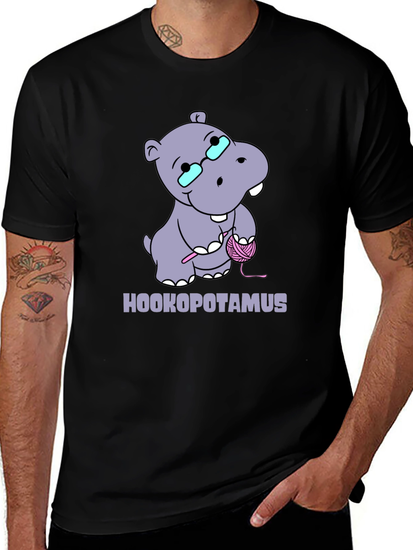 Hookopotamus Crochet T-Shirt - Funny Knitting Hippos Tee
