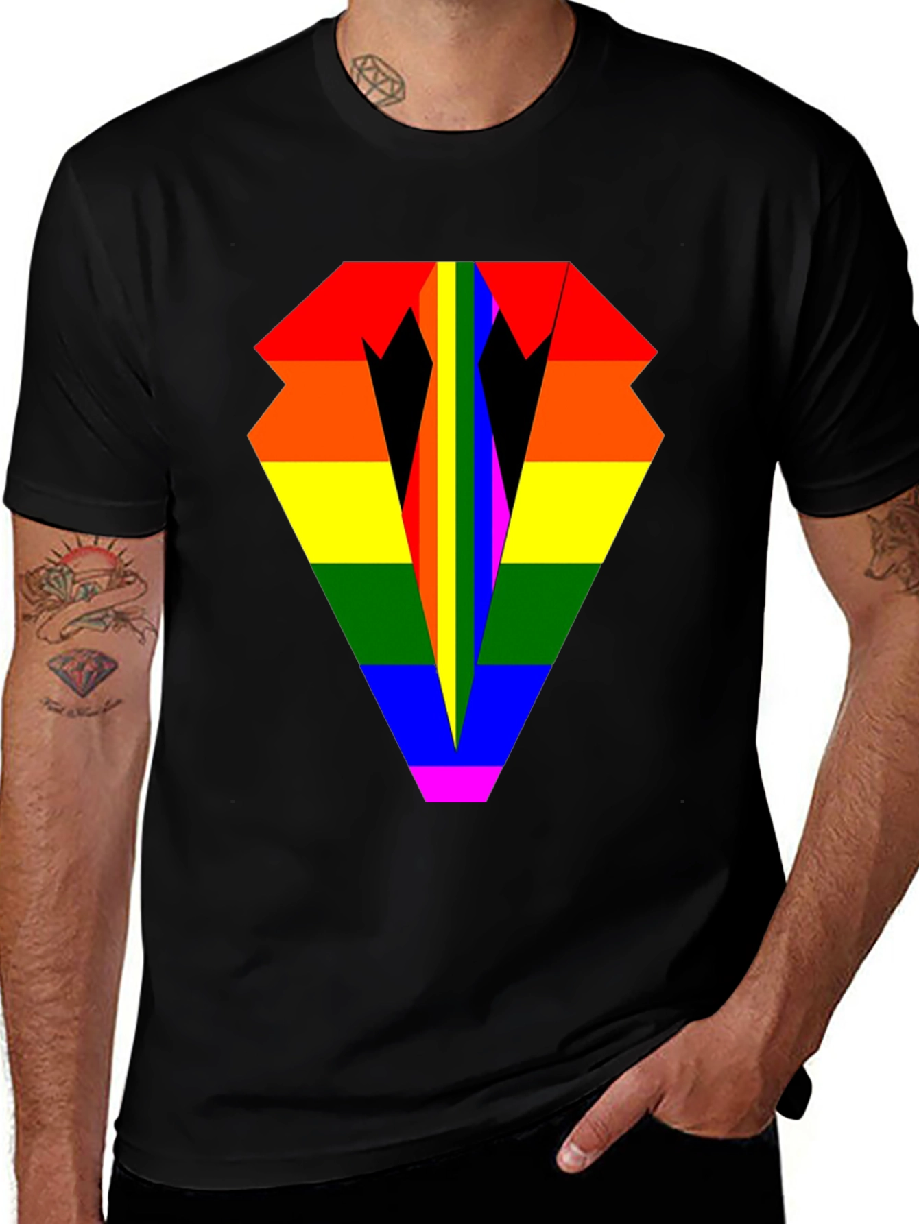 LGBTQ Pride Suit T-Shirt - Rainbow Colors