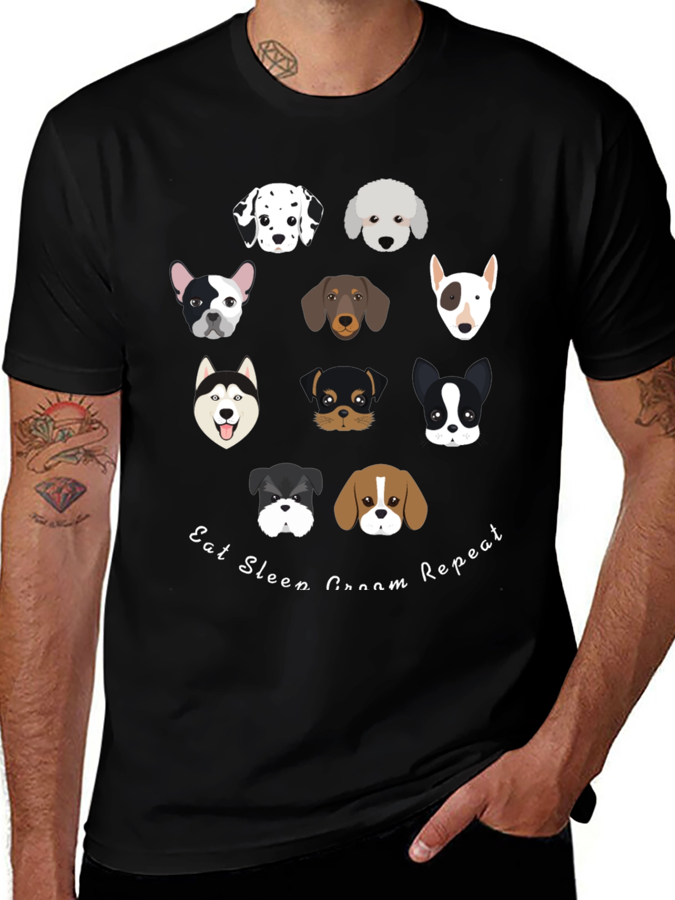 Variant 10 of Dog Breed Graphic Tee - Eat Sleep Groom Repeat