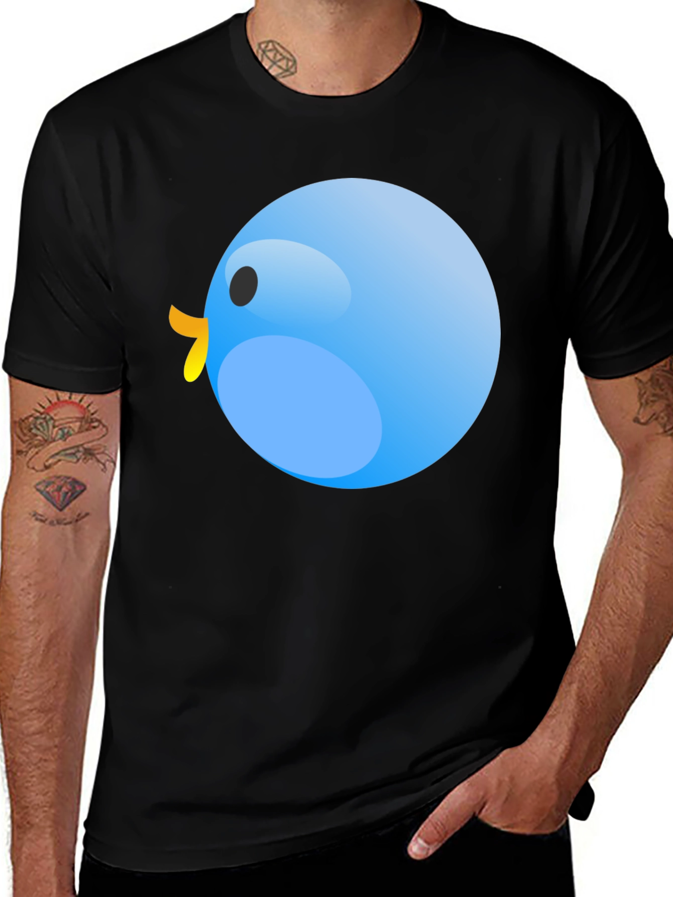 Variant 7 of Whimsical Blue Bird Graphic Tee - Comfortable Cotton Blend