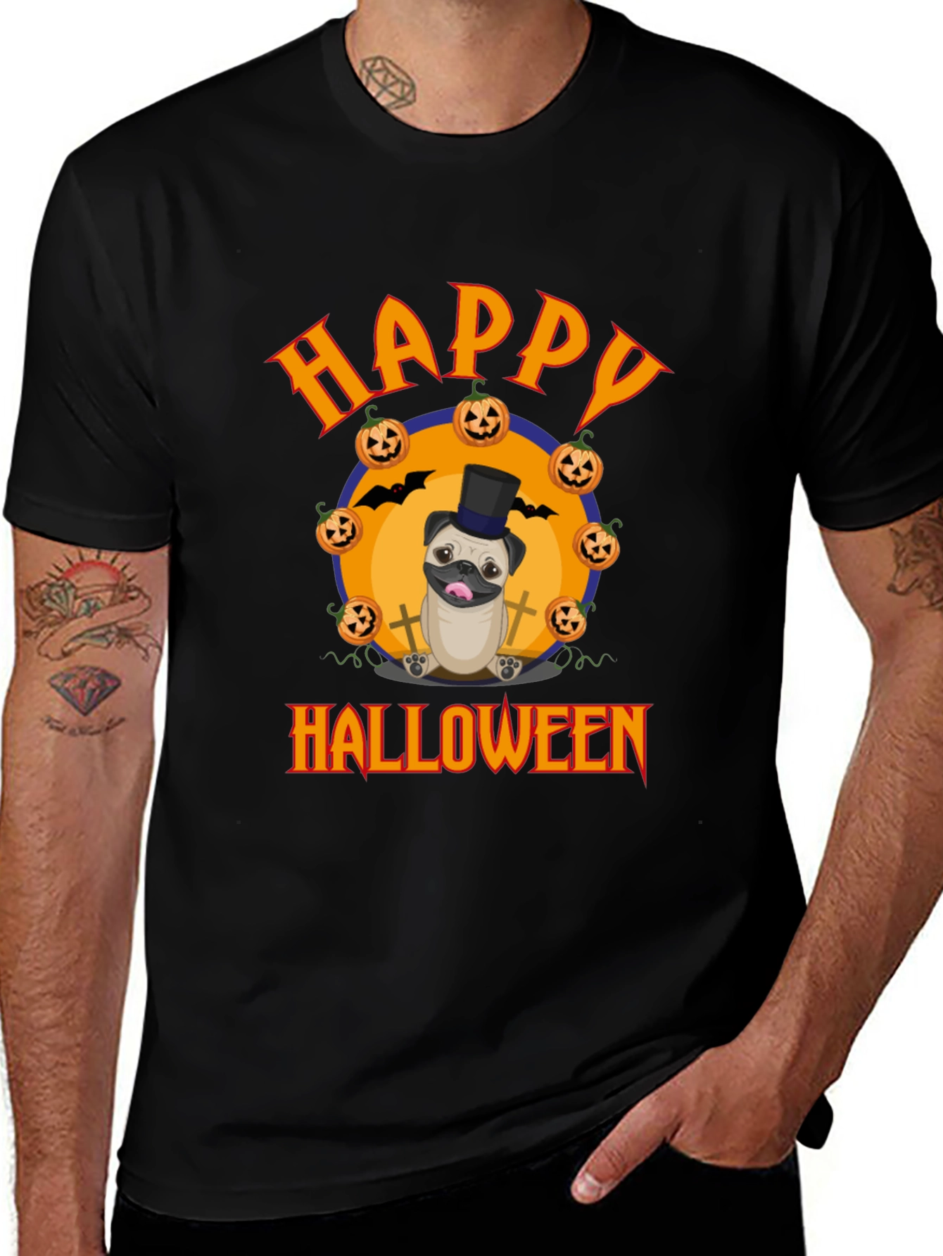 Variant 25 of Happy Halloween Pug T-Shirt