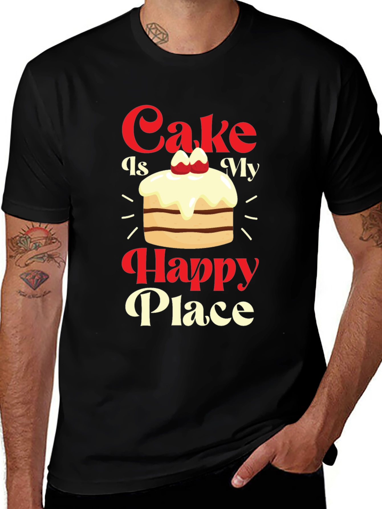 Cake Is My Happy Place T-Shirt - Sweet Treat Design