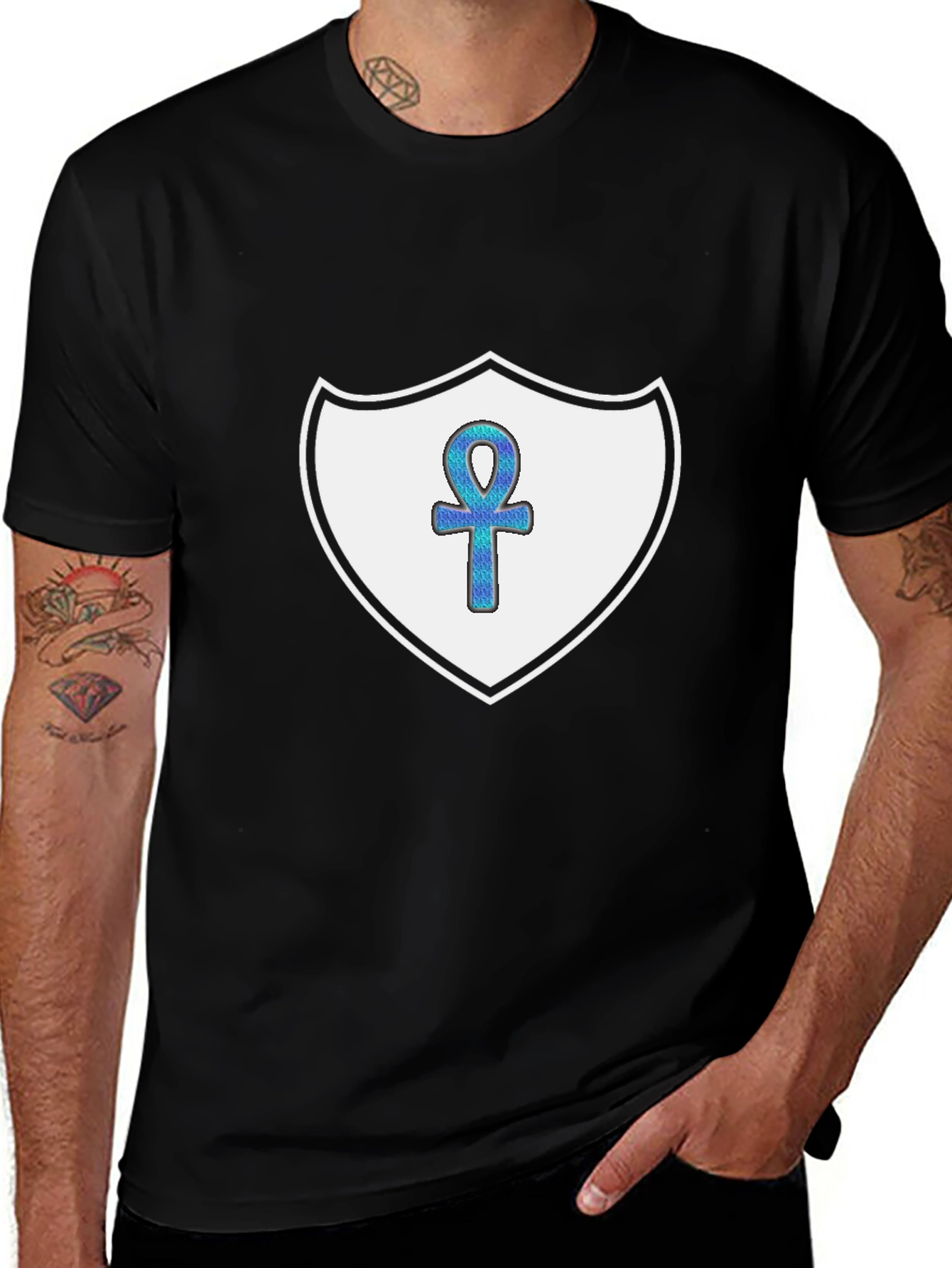 Variant 22 of Ankh Shield Graphic T-Shirt - Black
