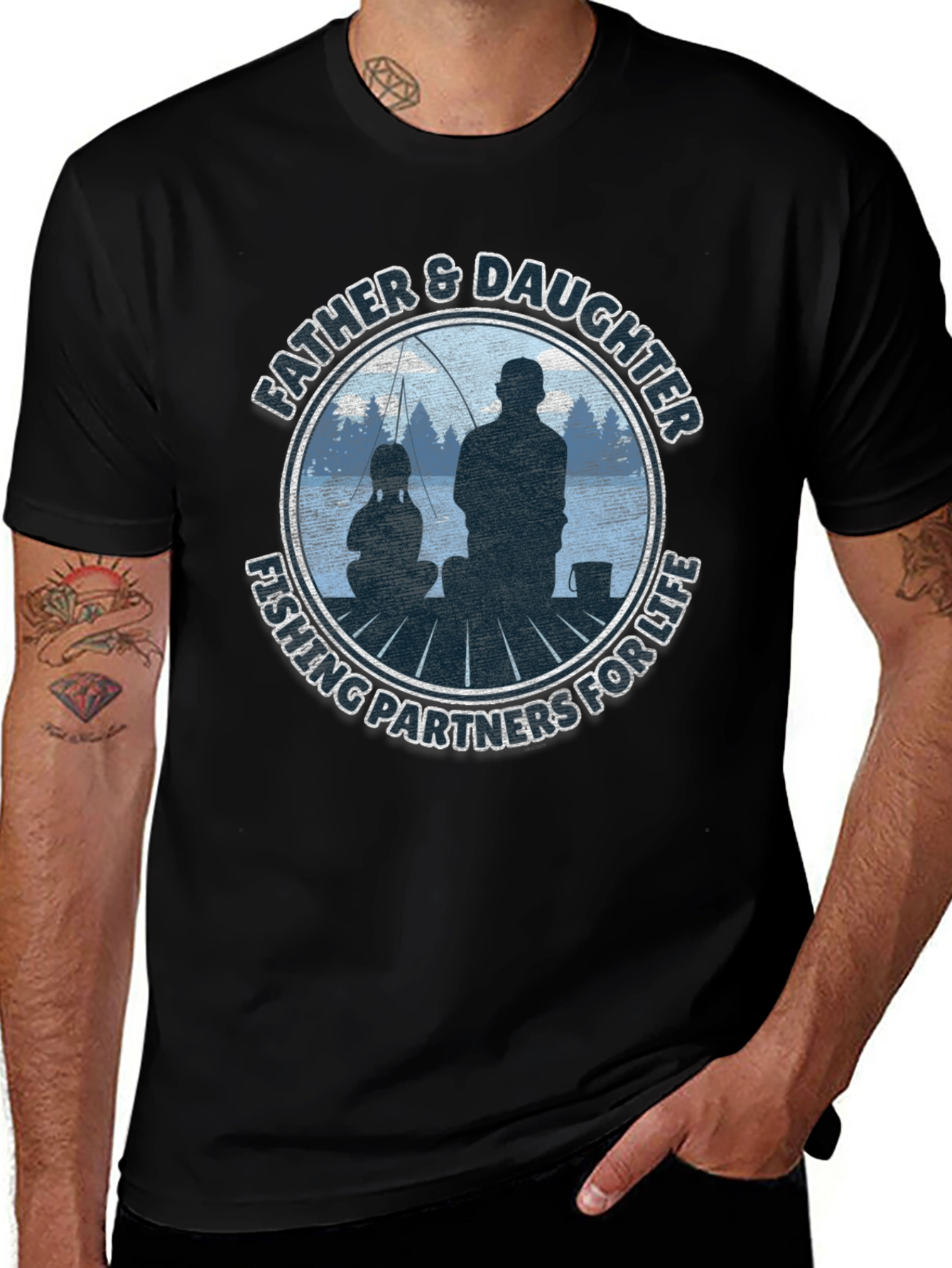 Father & Daughter Fishing Partners Black T-Shirt
